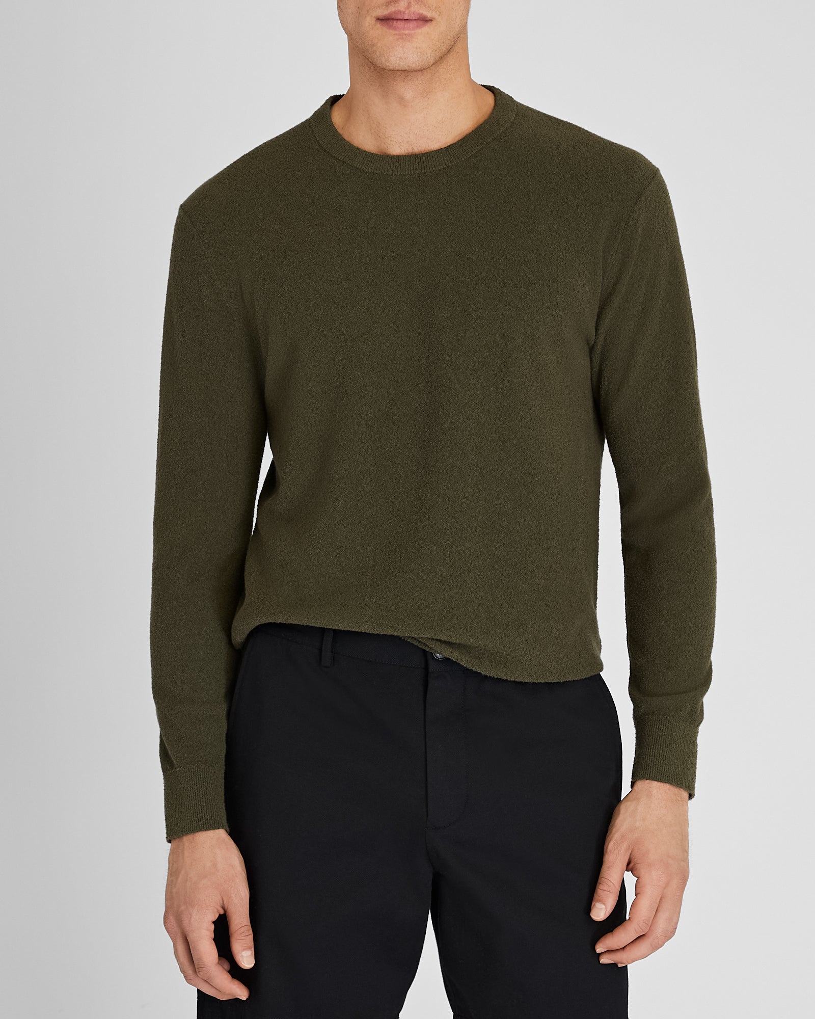 CLUB MONACO - Pull en micro bouclé à manches longues - Olive