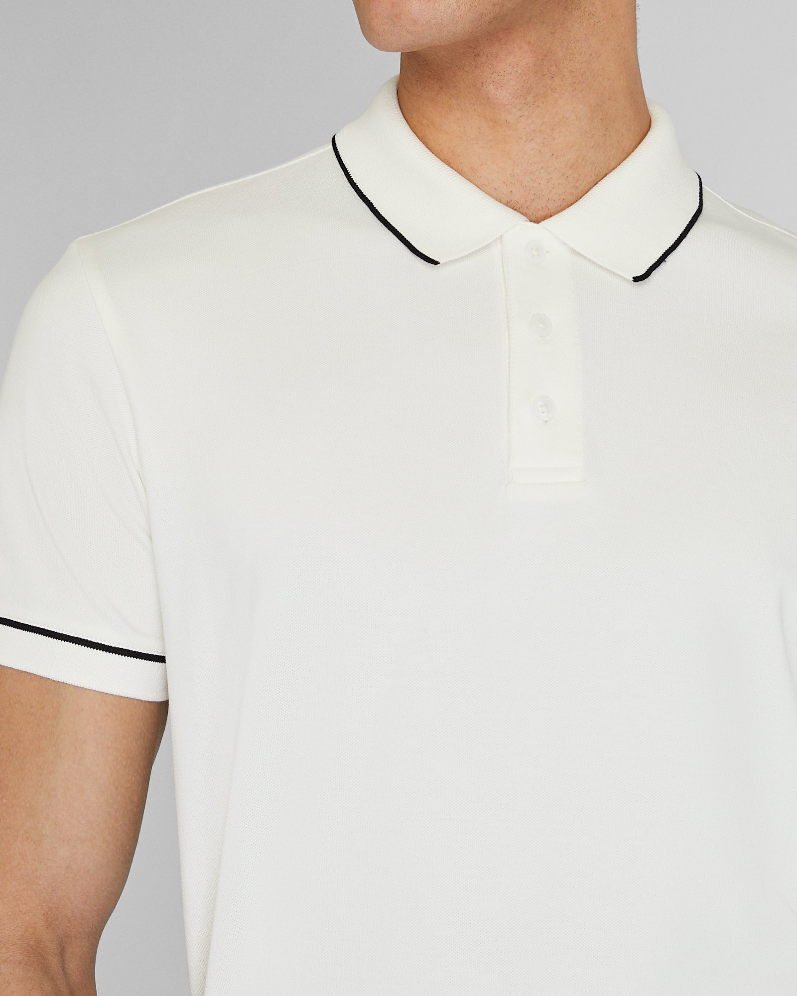 CLUB MONACO - Polo piqué à liseré - Blanc