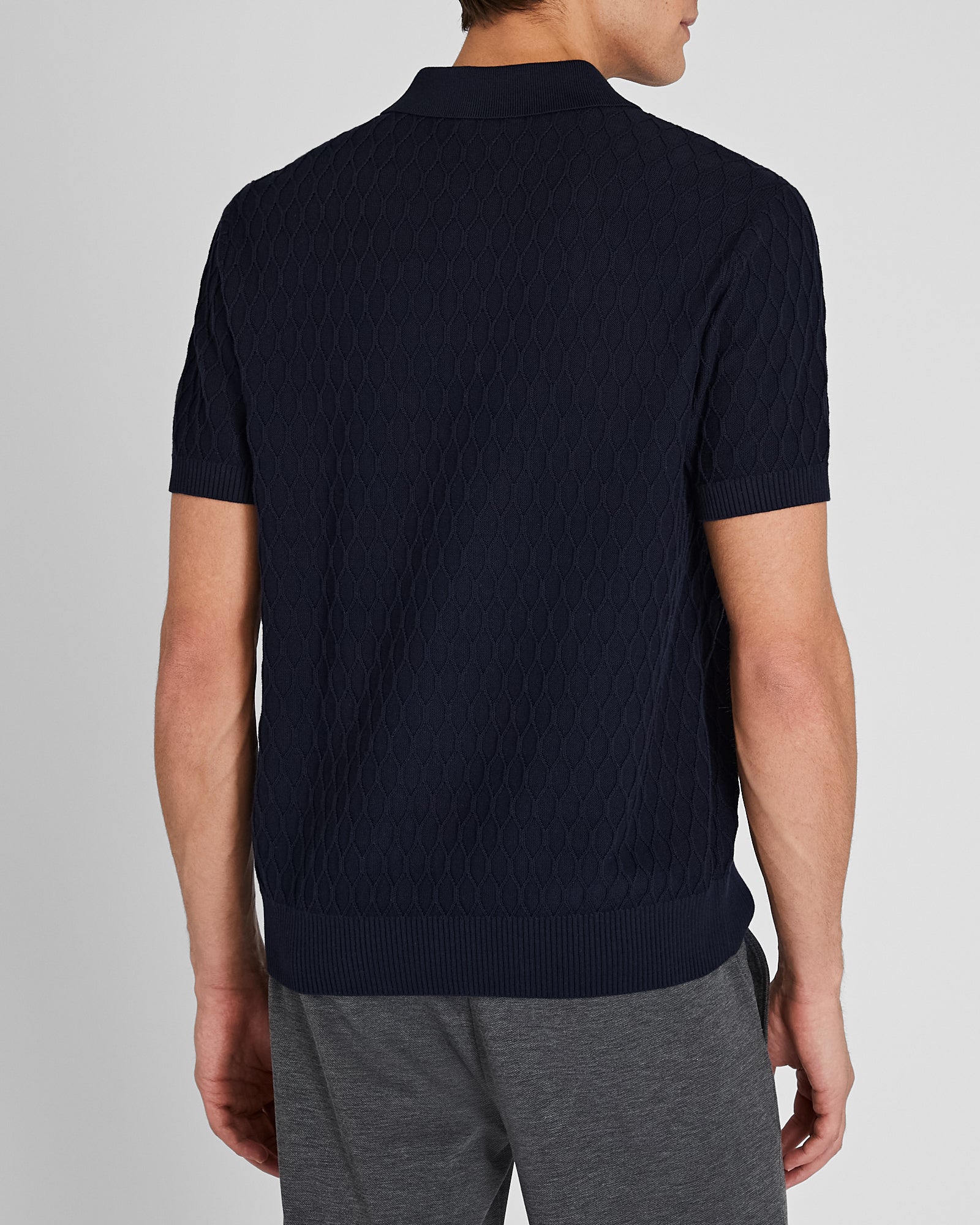 CLUB MONACO - Short-Sleeve Diamond Polo - Navy