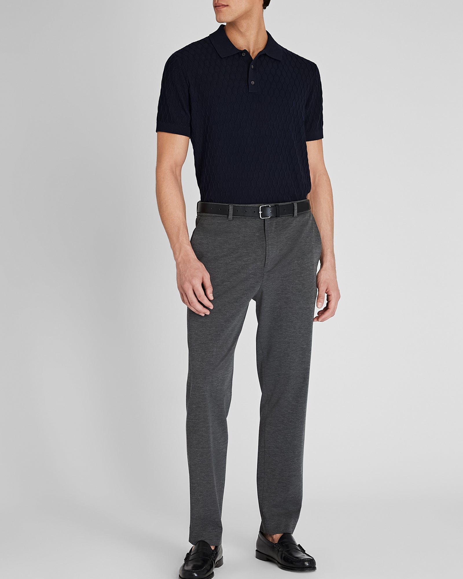CLUB MONACO - Short-Sleeve Diamond Polo - Navy