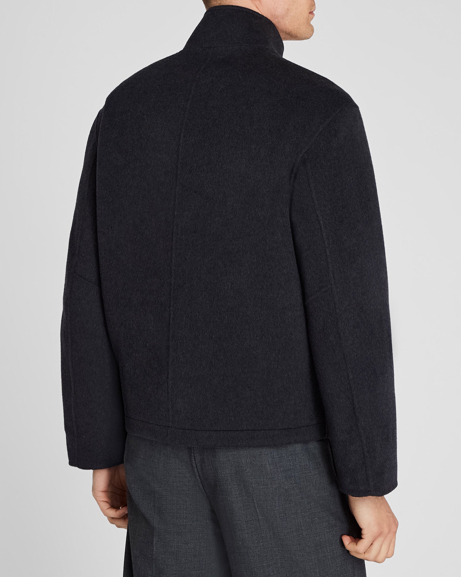 CLUB MONACO - Capsule Double-Faced Funnel Neck Wool Jacket - Dark Grey