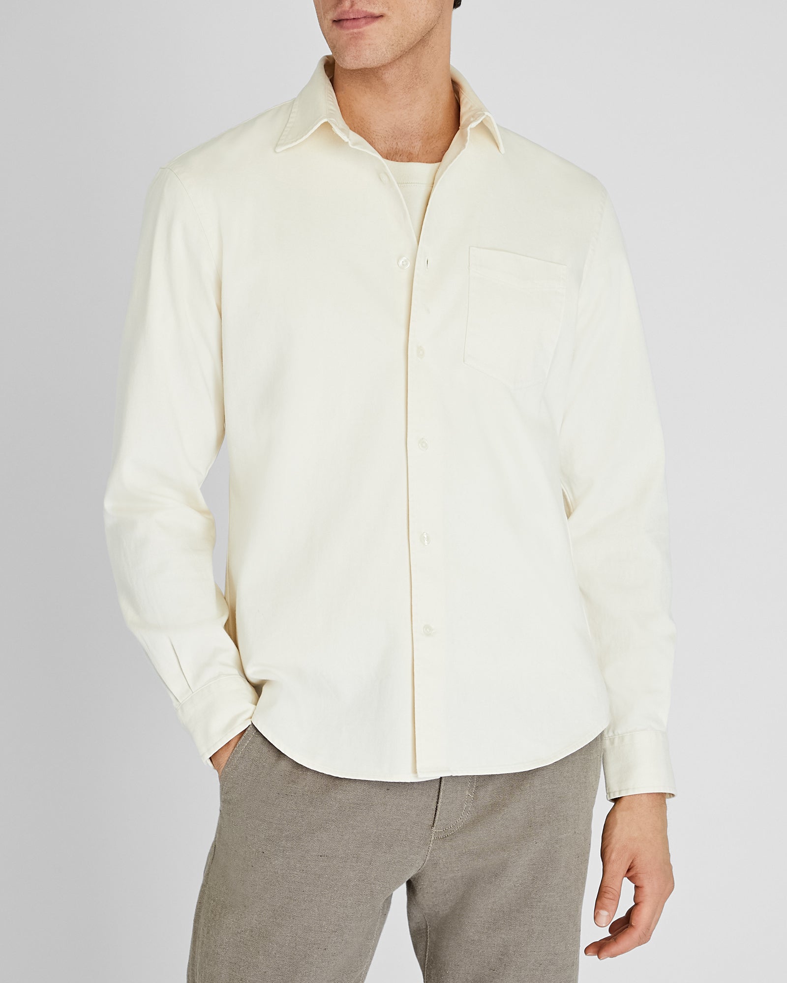 CLUB MONACO - Slim Clean Denim Shirt - Eggshell