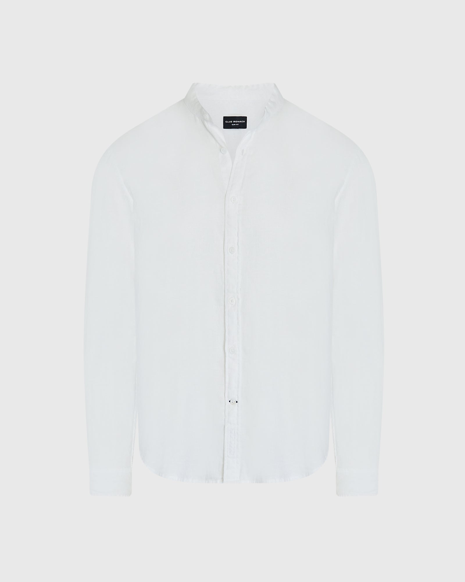 CLUB MONACO - Chemise ajustée en lin à col officier et manches longues - Blanc