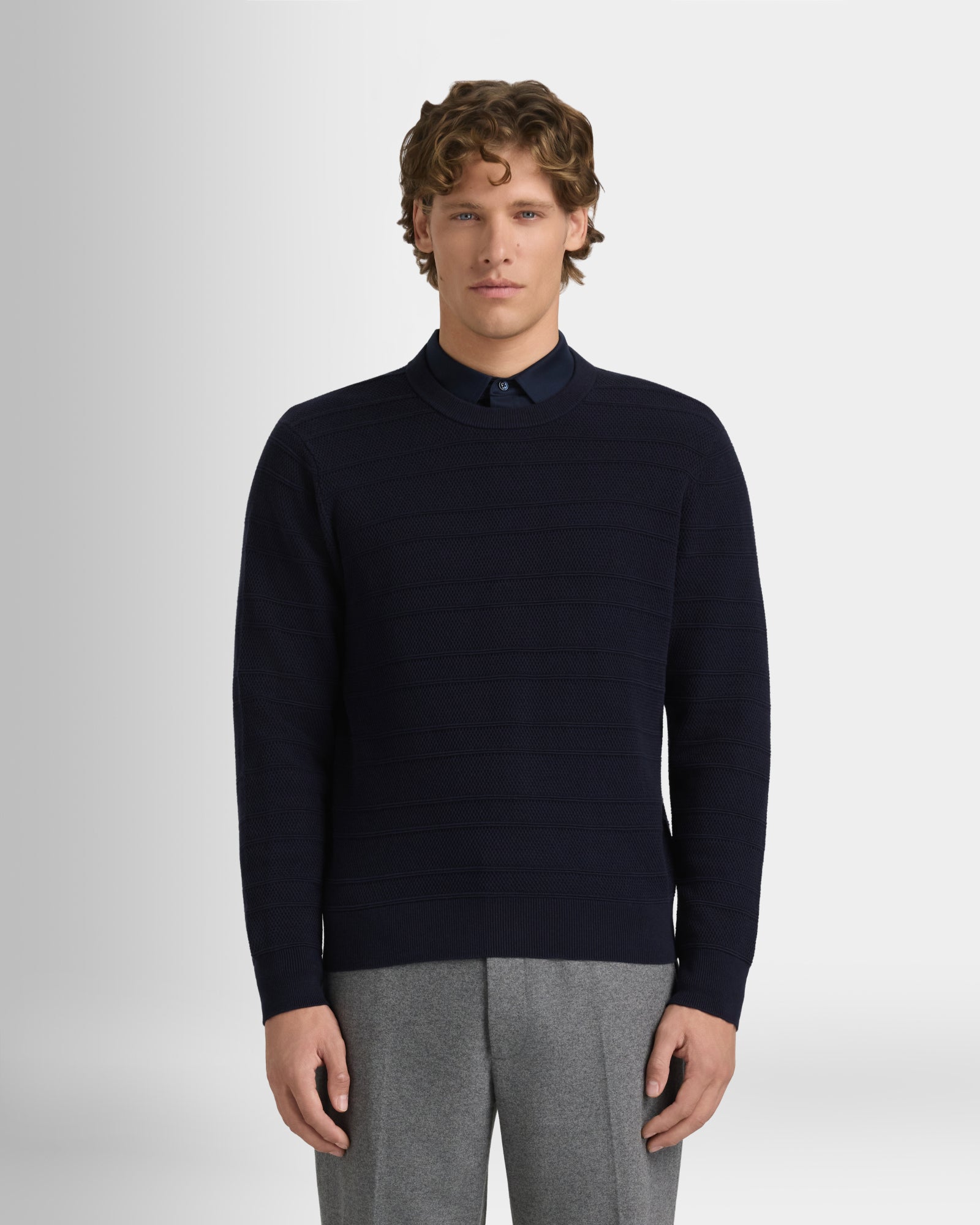 Club Monaco - Stitch Stripe Crew - True Navy