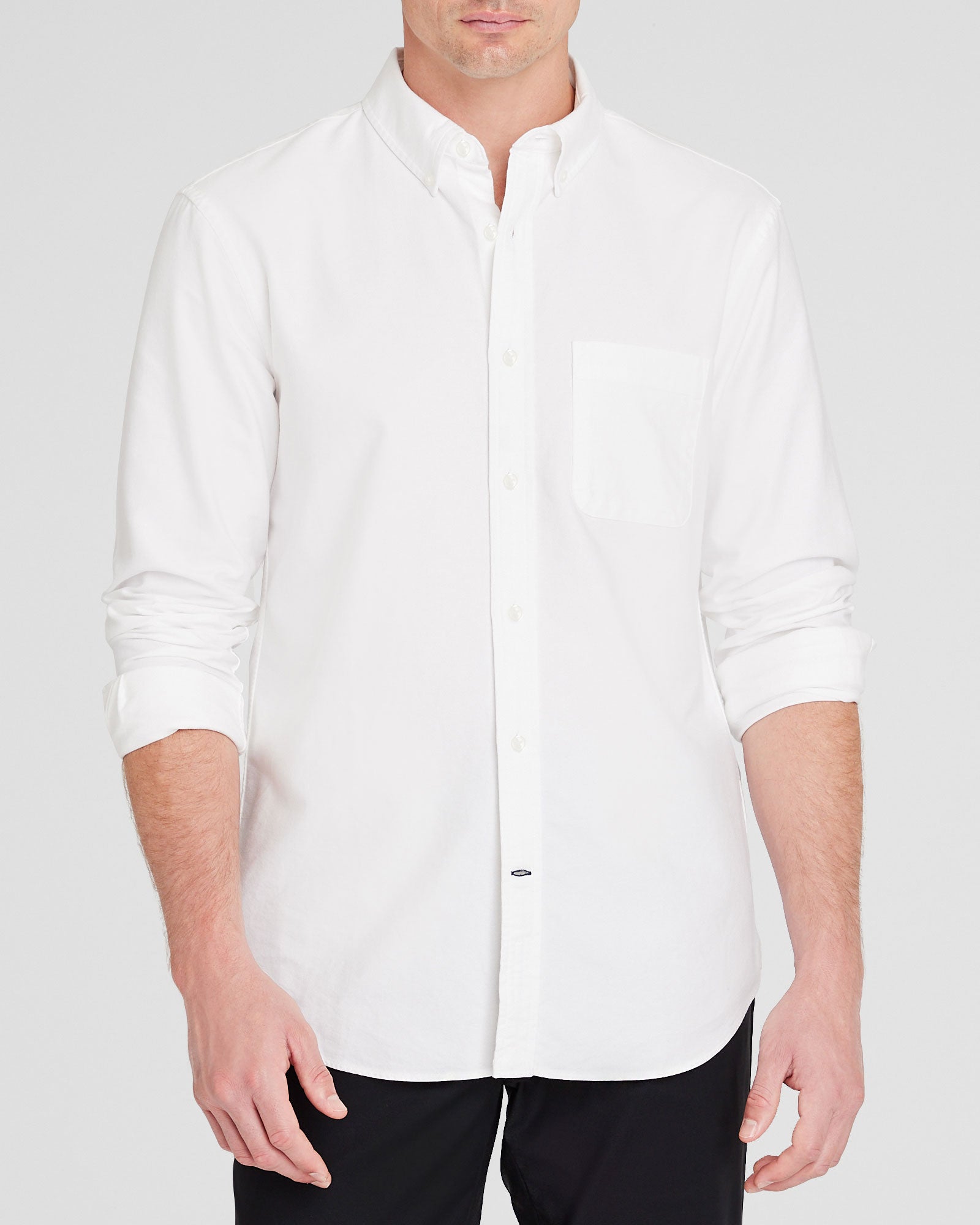 CLUB MONACO - Chemise Oxford unie à manches longues - Blanc