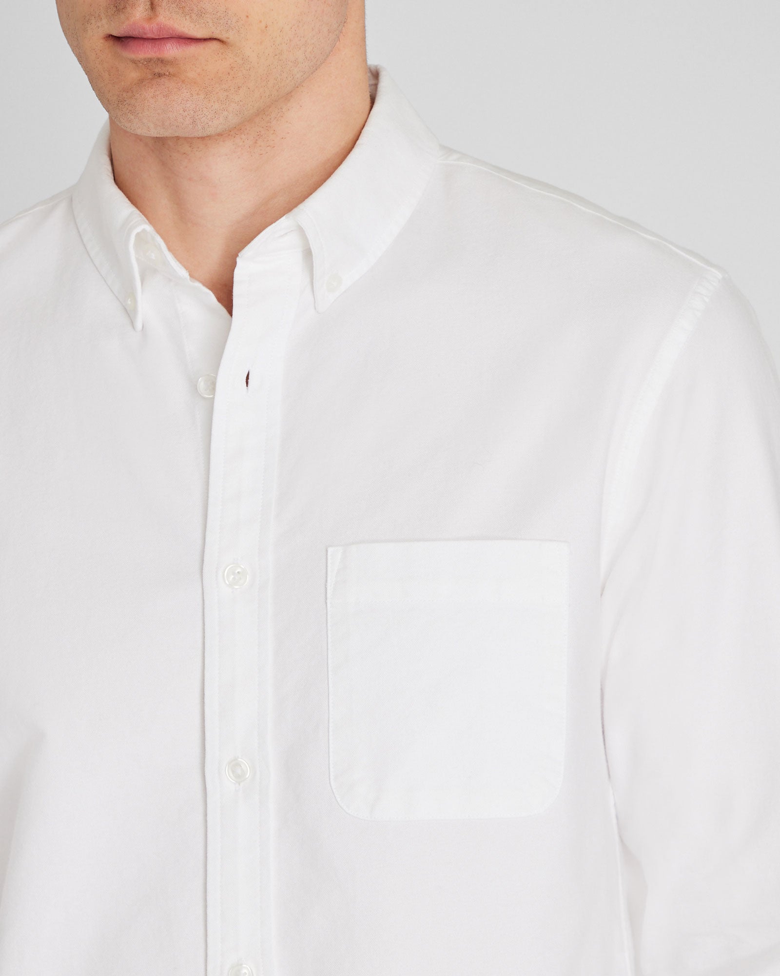 CLUB MONACO - Chemise Oxford unie à manches longues - Blanc