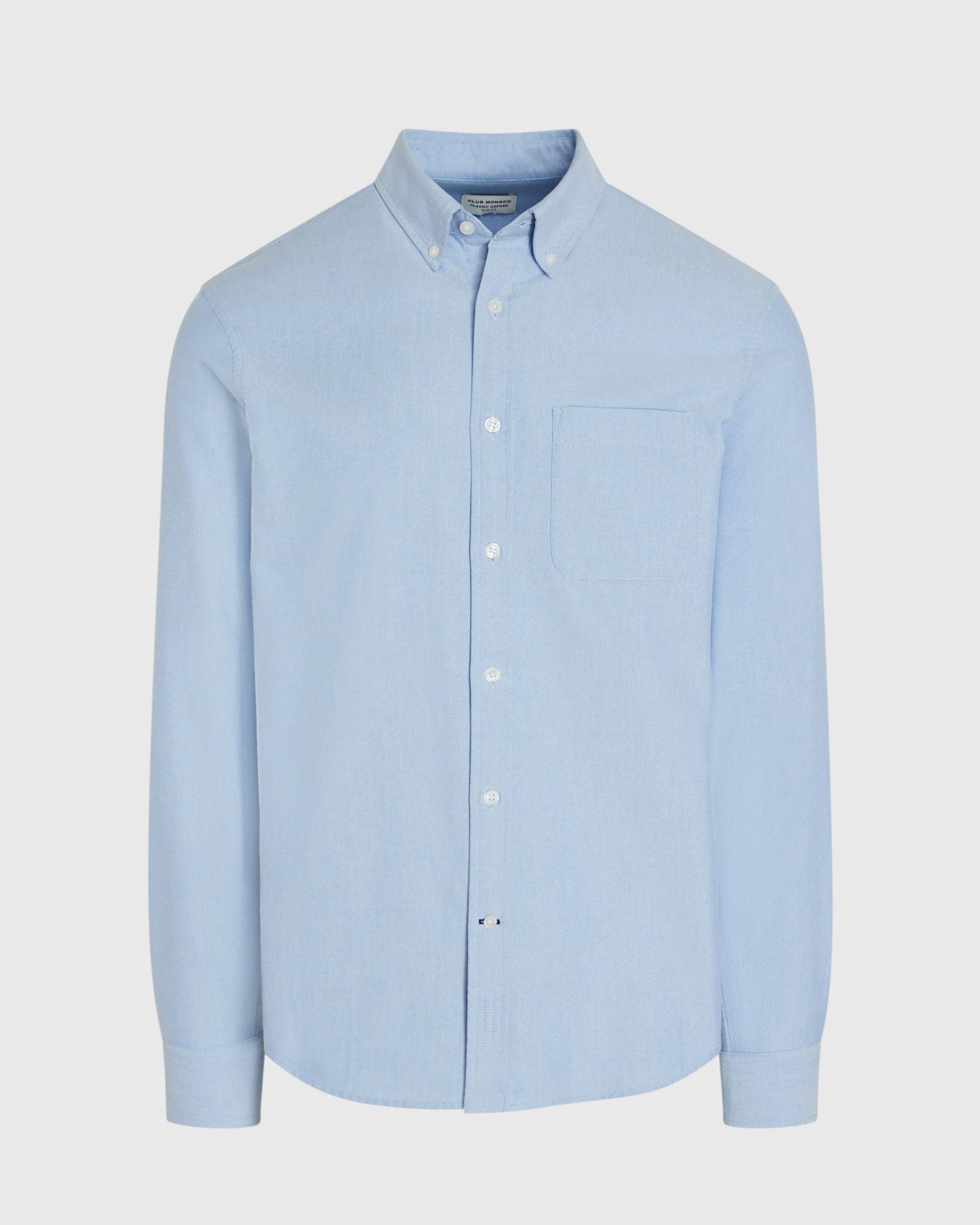 CLUB MONACO - Long-Sleeve Solid Oxford Shirt - Blue