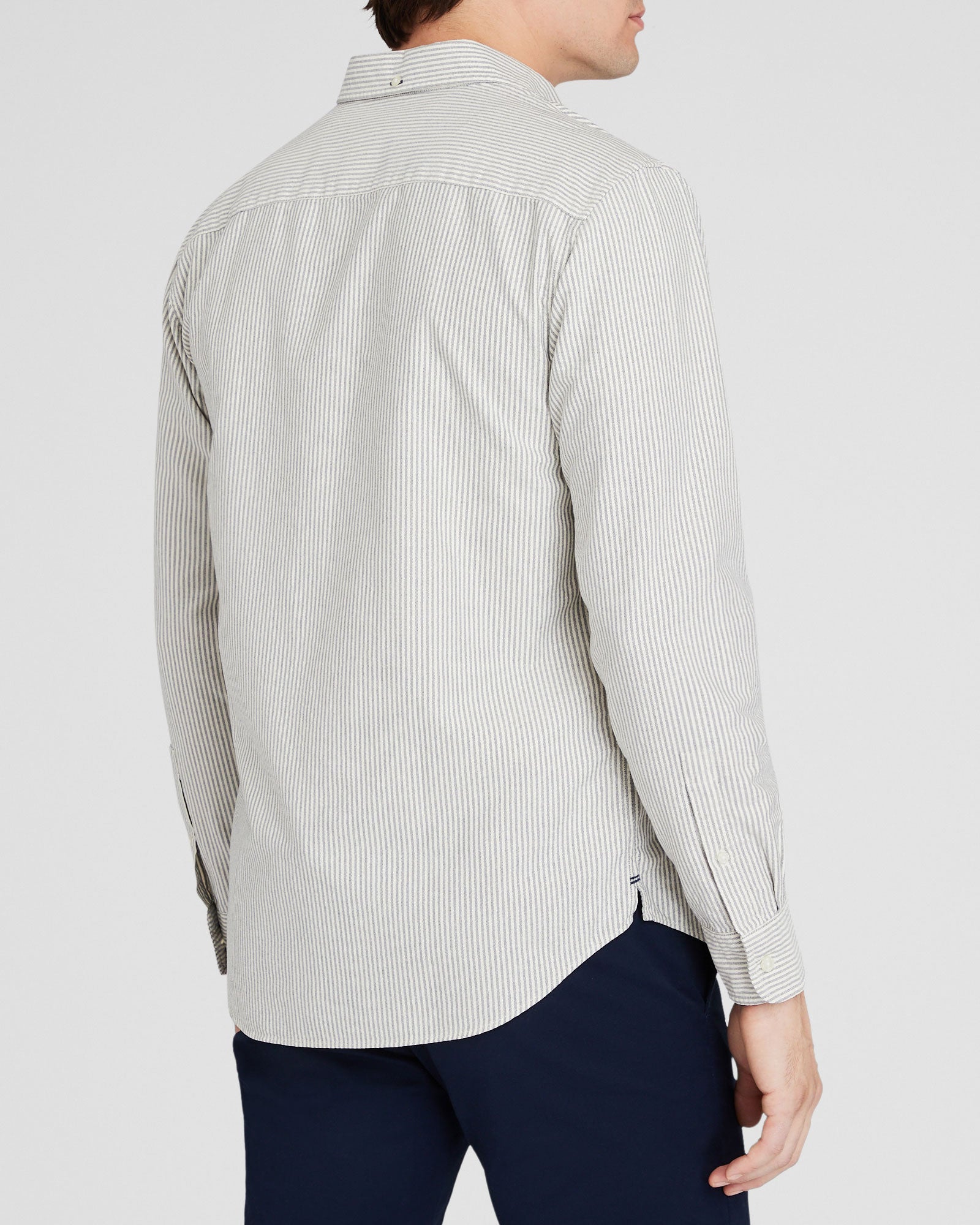 CLUB MONACO - Chemise Oxford rayée manche longue - Rayures Marines