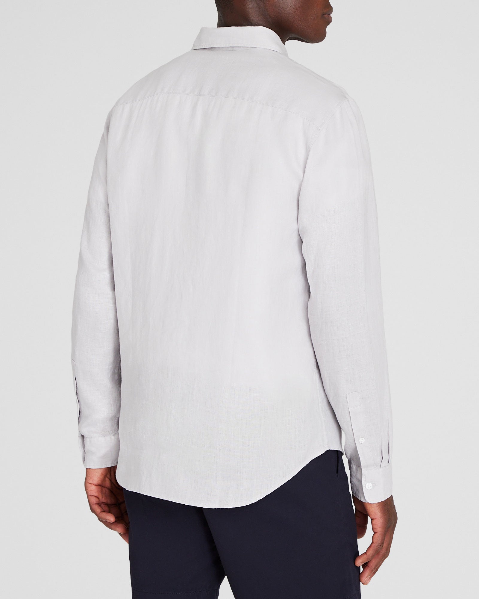 CLUB MONACO - Chemise manches longues en lin unie - Gris Clair