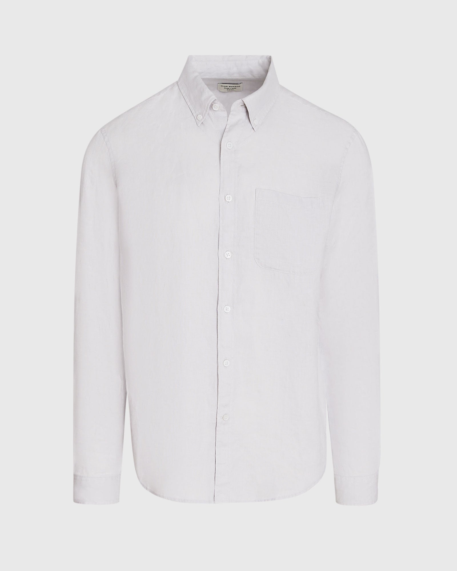 CLUB MONACO - Chemise manches longues en lin unie - Gris Clair