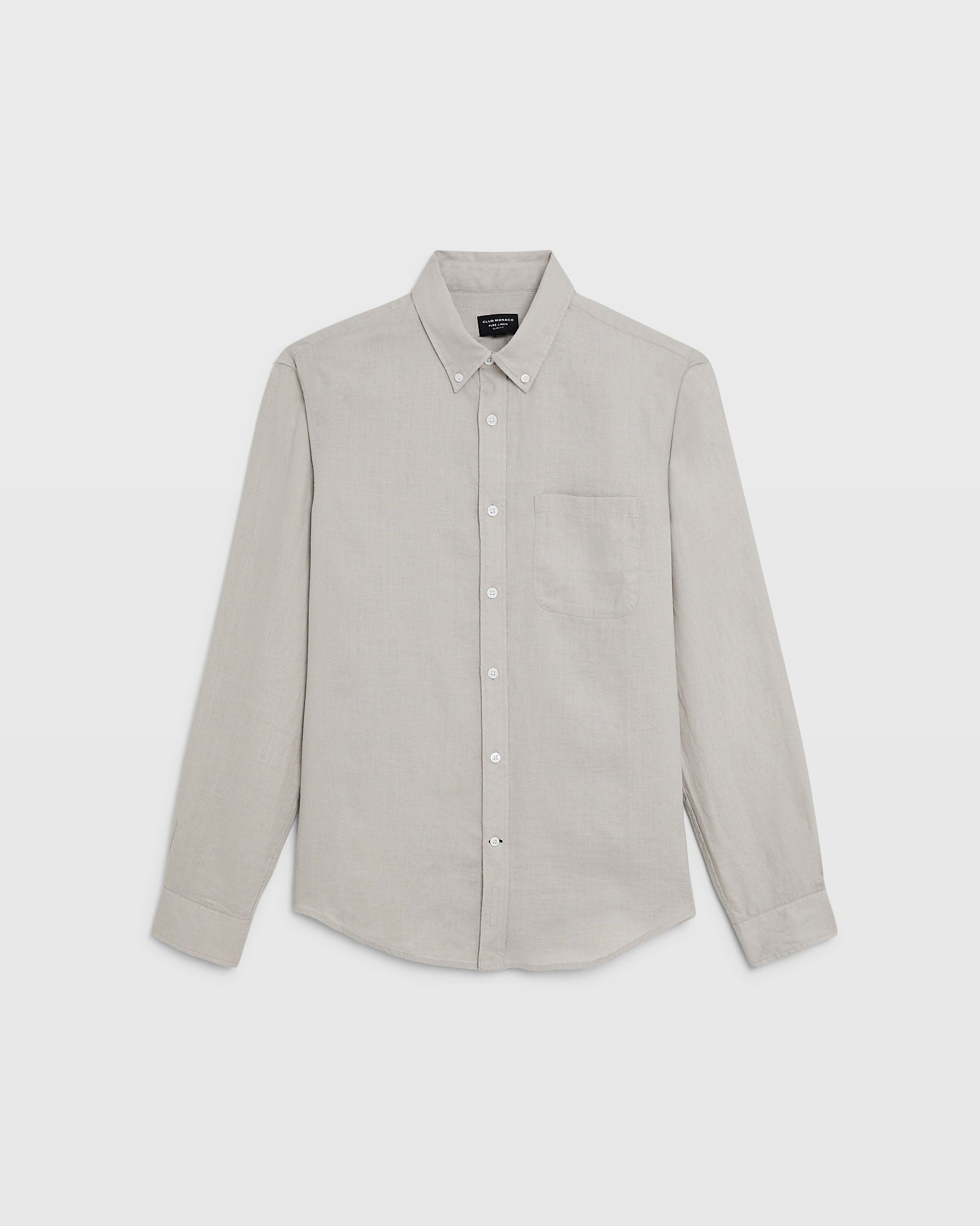 CLUB MONACO - Chemise manches longues en lin unie - Gris moyen