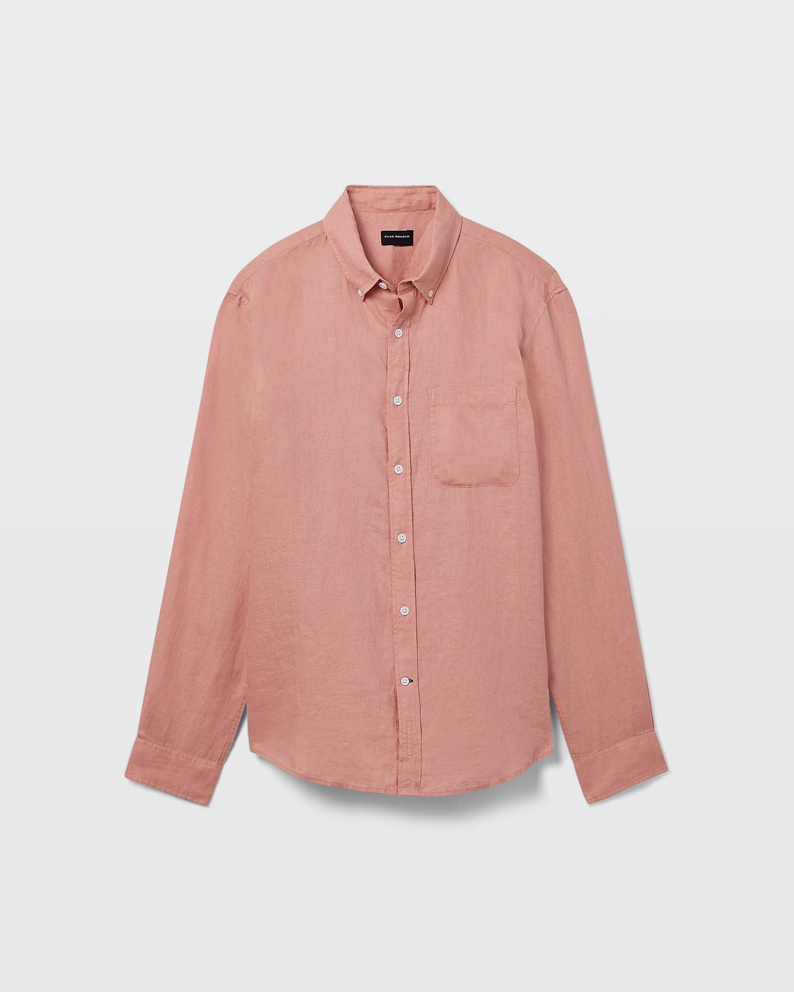 CLUB MONACO - Chemise manches longues en lin unie - Rose