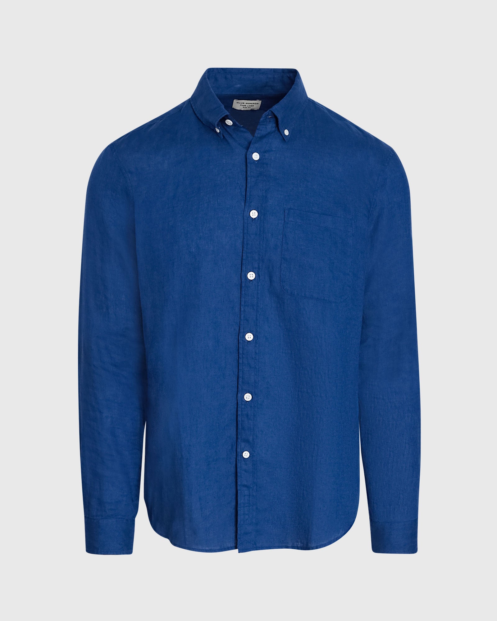CLUB MONACO - Chemise manches longues en lin unie - Base bleue