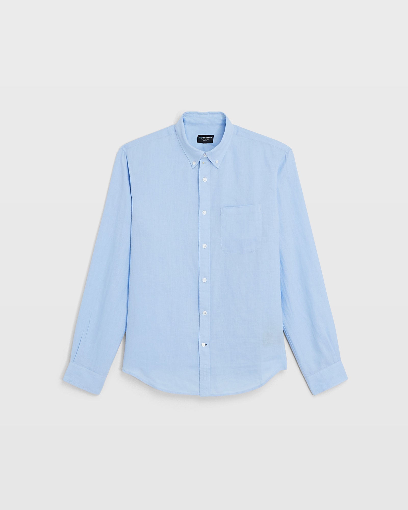 CLUB MONACO - Long-Sleeve Solid Linen Shirt - Light Blue Base