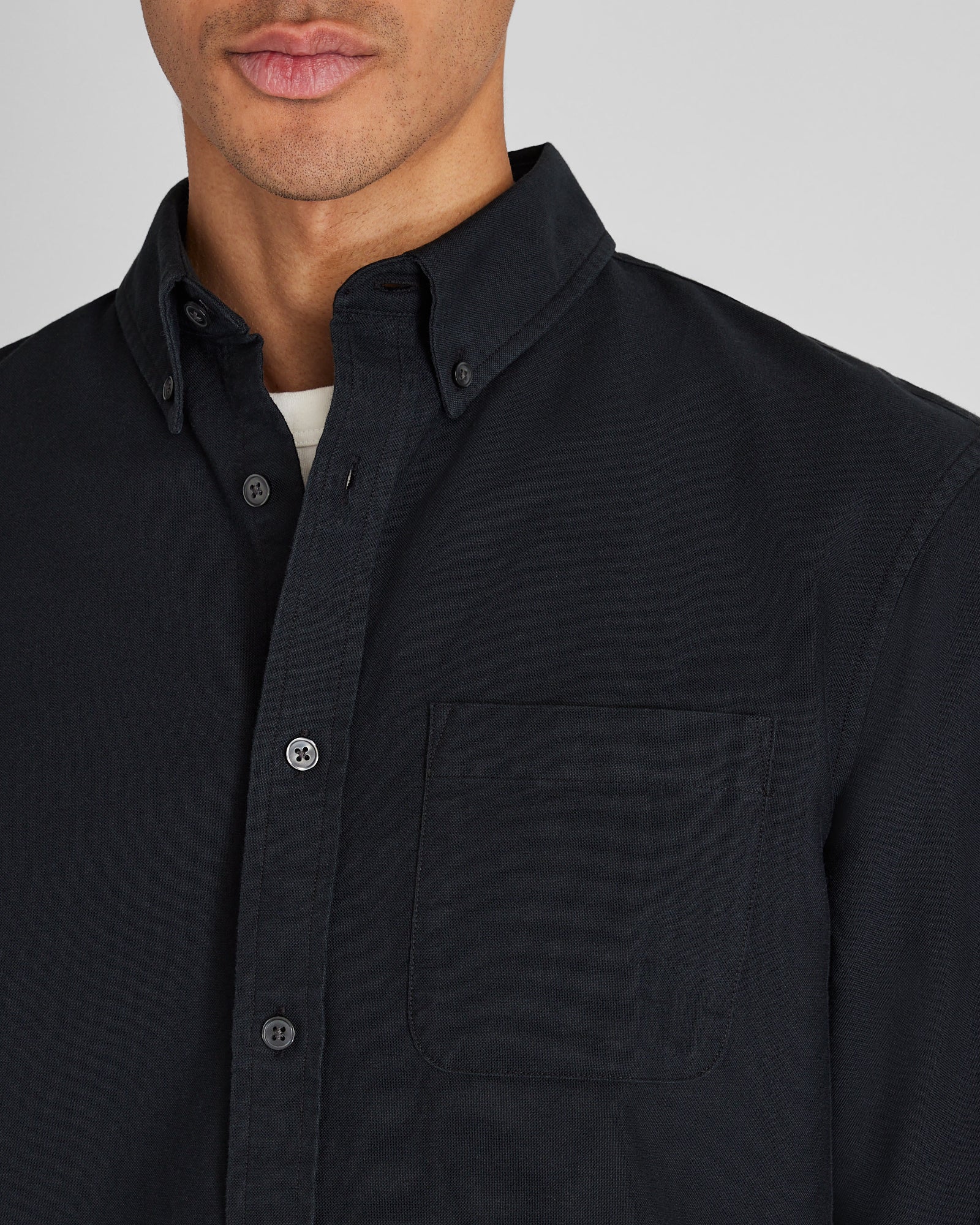 CLUB MONACO - Chemise Oxford unie à manches longues - Noir
