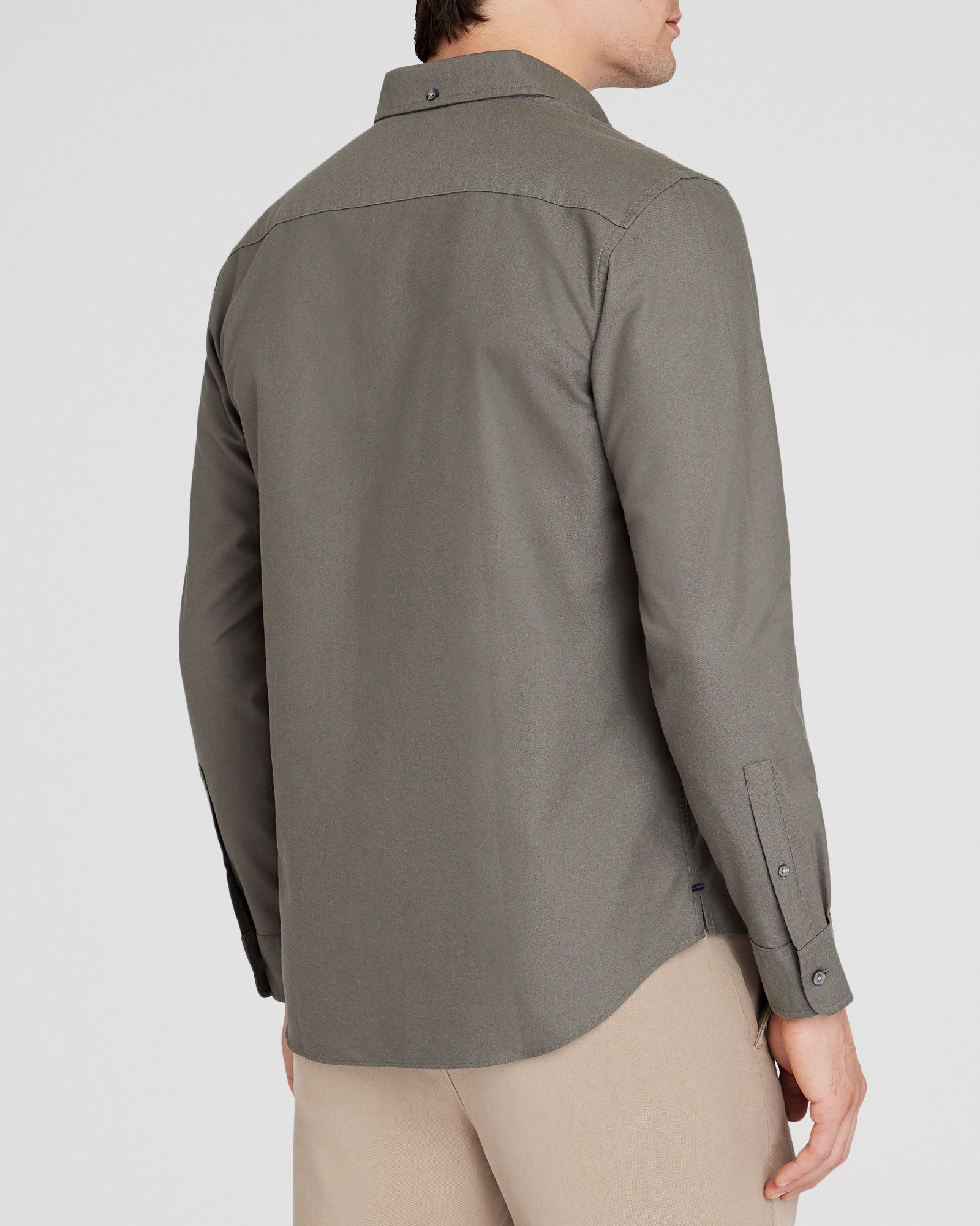 CLUB MONACO - Chemise Oxford unie à manche longue - Gris