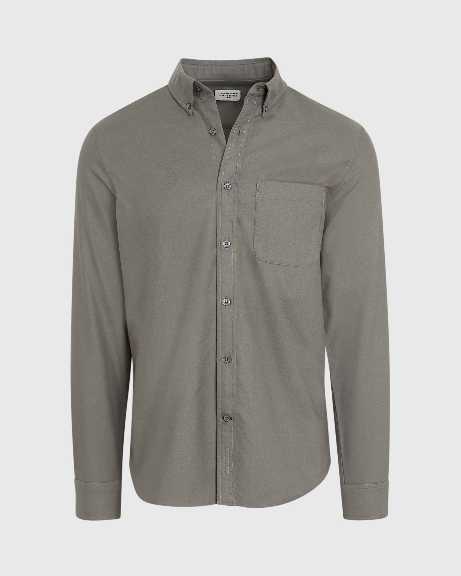 CLUB MONACO - Chemise Oxford unie à manche longue - Gris