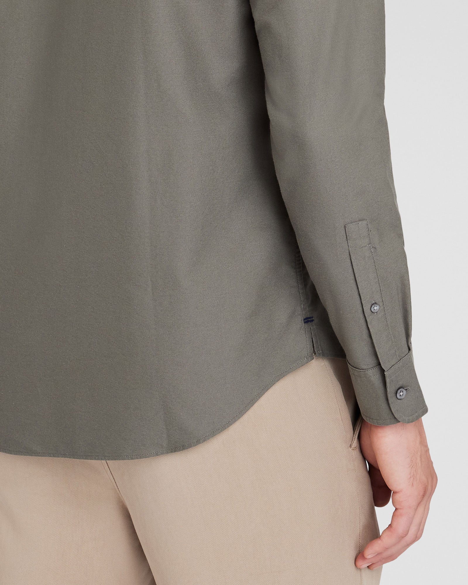 CLUB MONACO - Chemise Oxford unie à manche longue - Gris