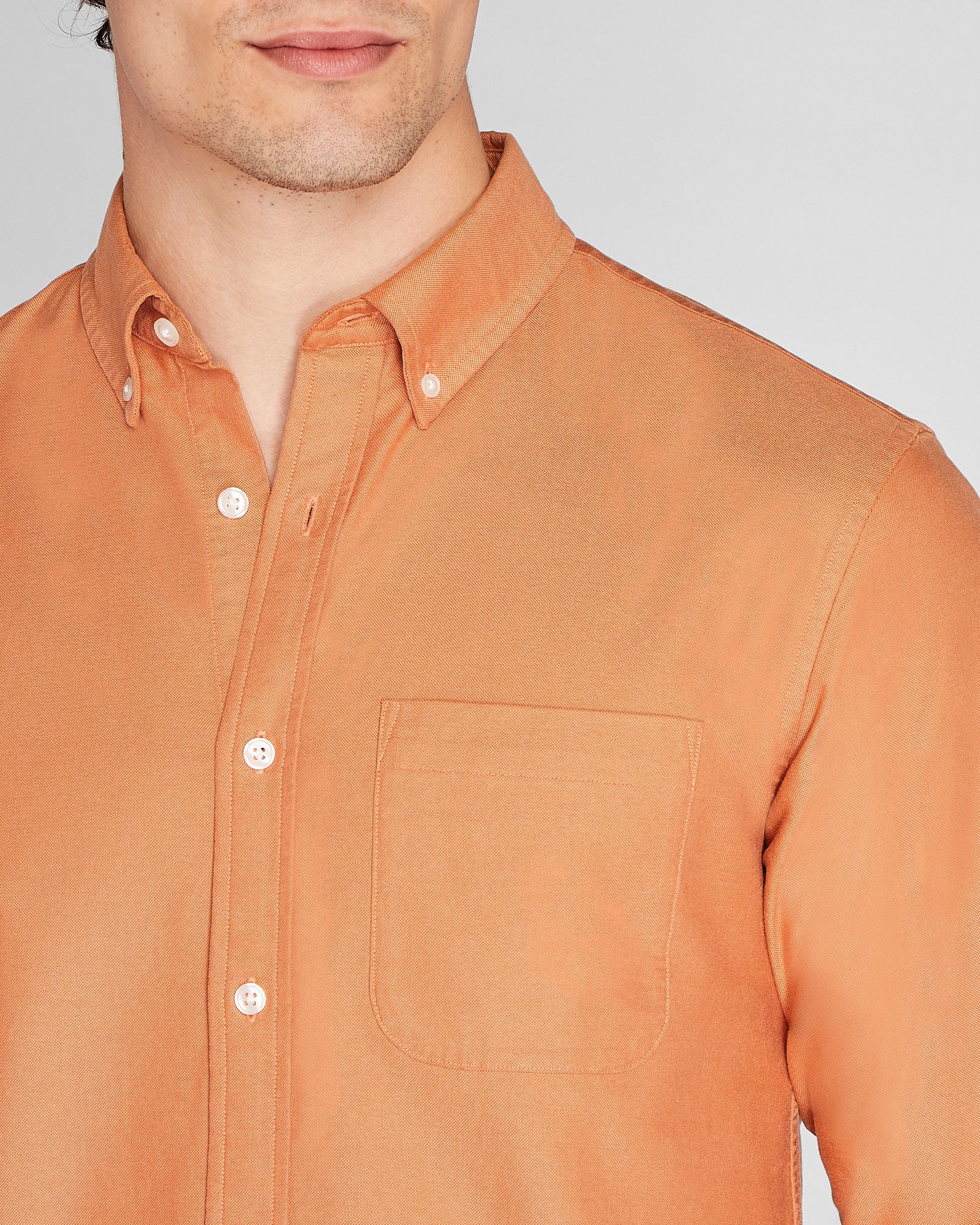CLUB MONACO - Long-Sleeve Solid Oxford Shirt - Burnt Orange