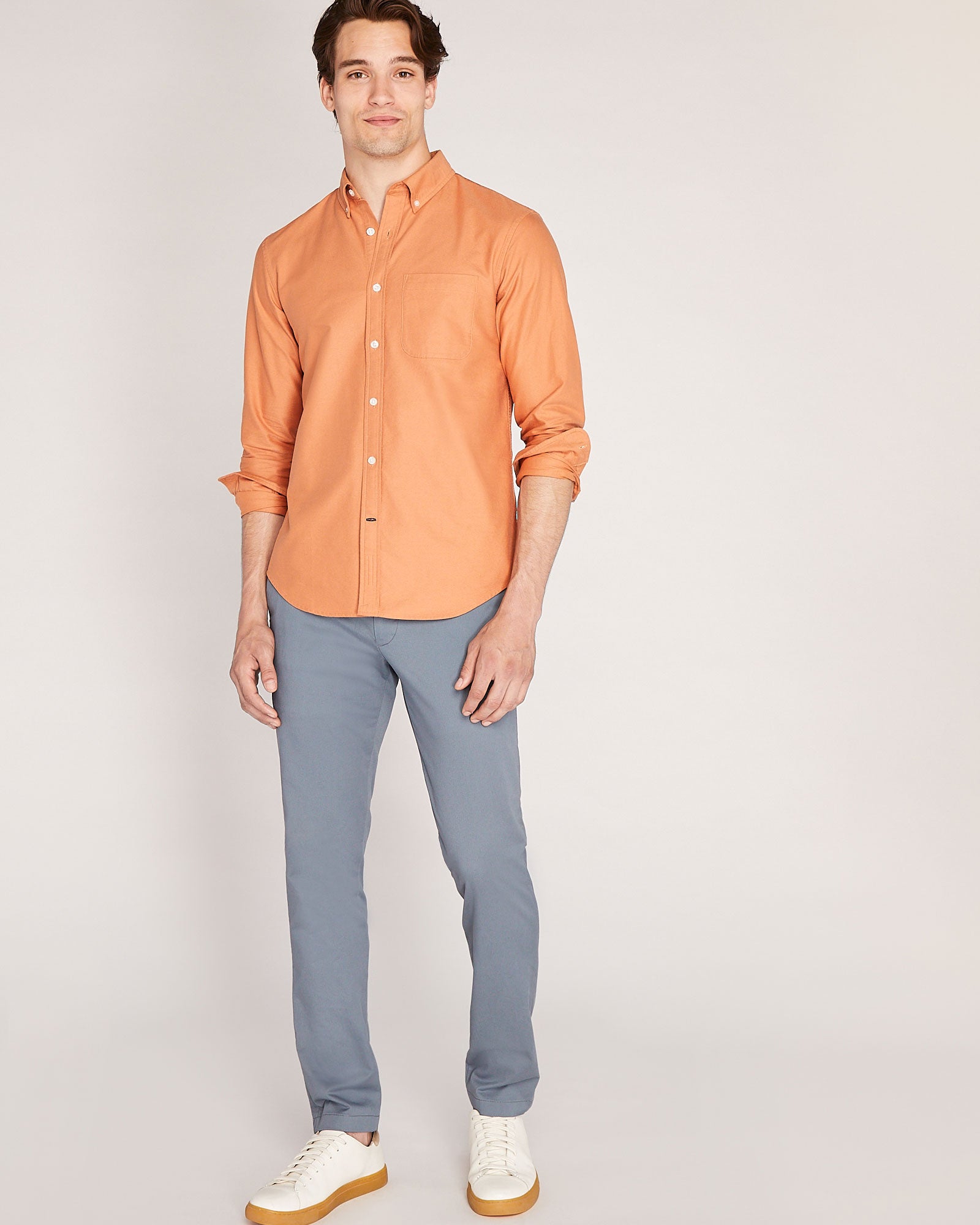 CLUB MONACO - Long-Sleeve Solid Oxford Shirt - Burnt Orange