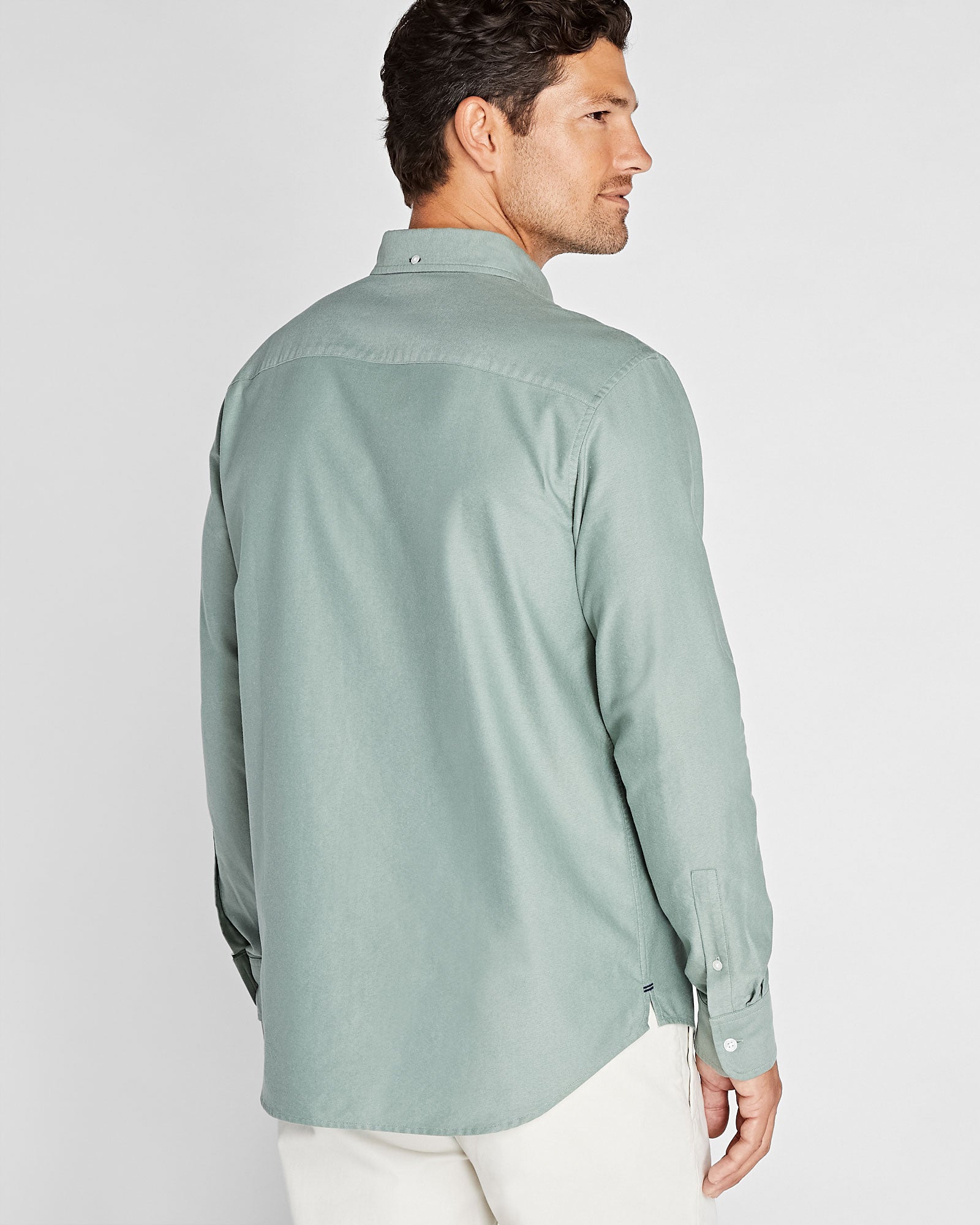 CLUB MONACO - Chemise Oxford unie à manche longue - Mélange Vert