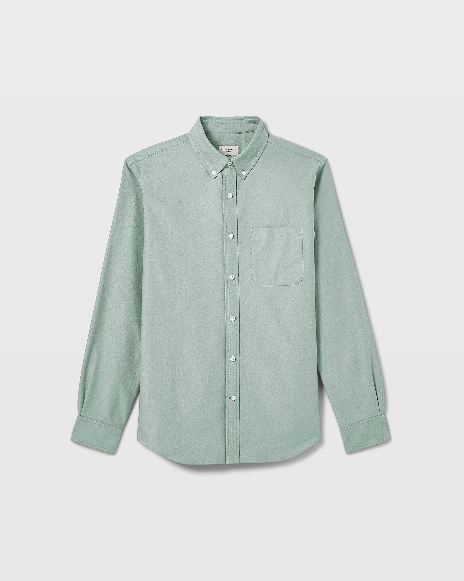 CLUB MONACO - Chemise Oxford unie à manche longue - Mélange Vert