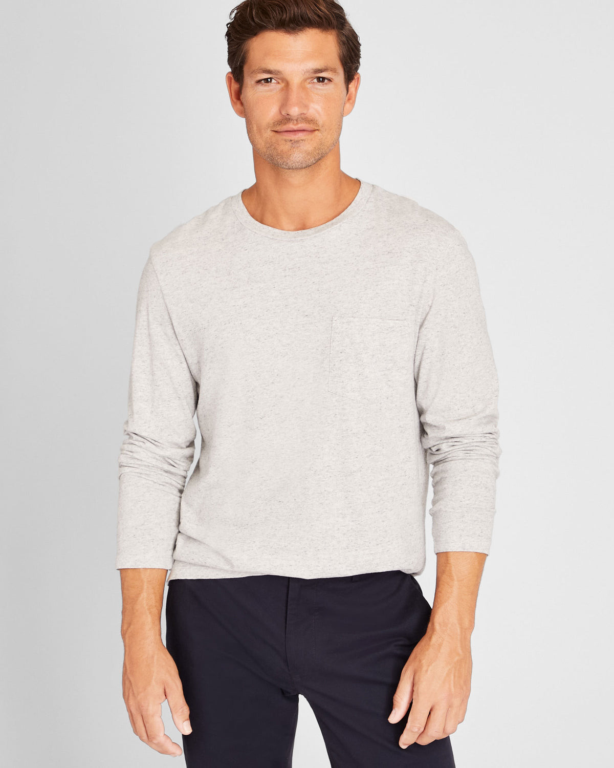 Club Monaco - Williams Long-Sleeve Crewneck Tee - Heather Grey