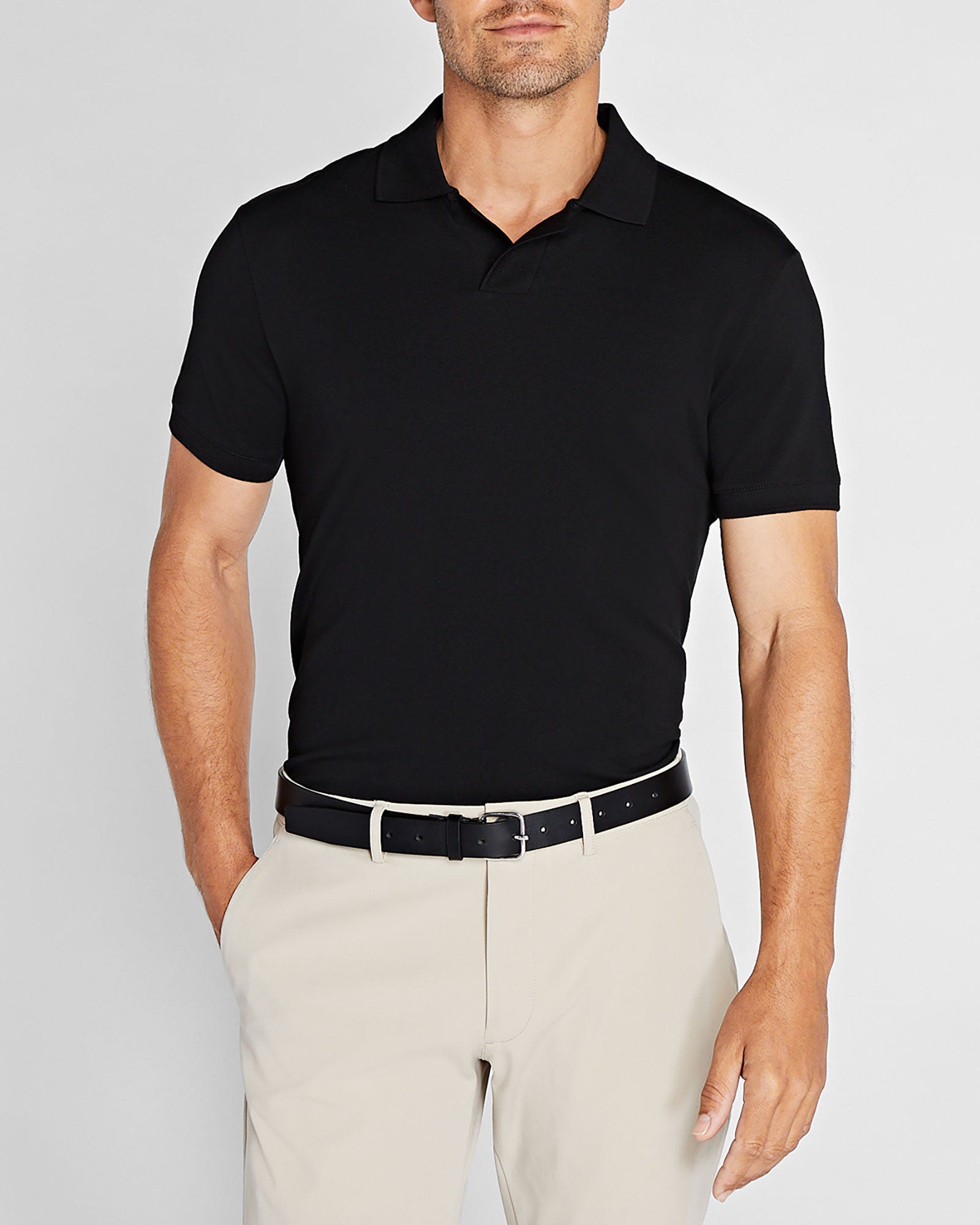 CLUB MONACO - Polo à col Johnny - Noir