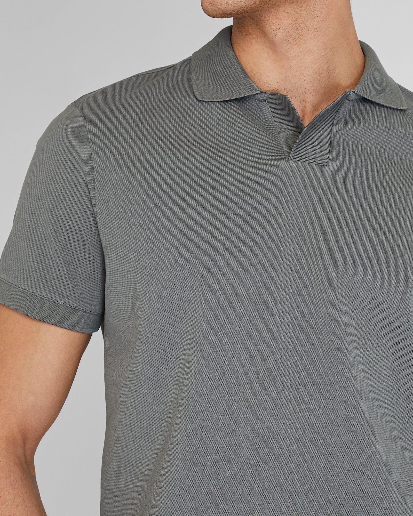 CLUB MONACO - Col polo tricoteuse - Gris