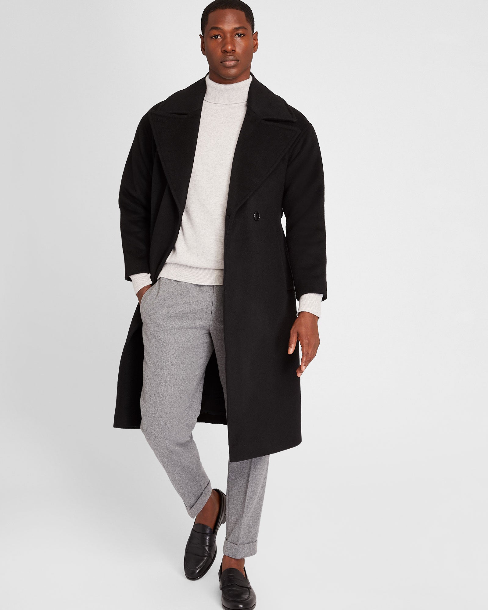 CLUB MONACO - Cashmere Turtleneck - Light Heather Grey