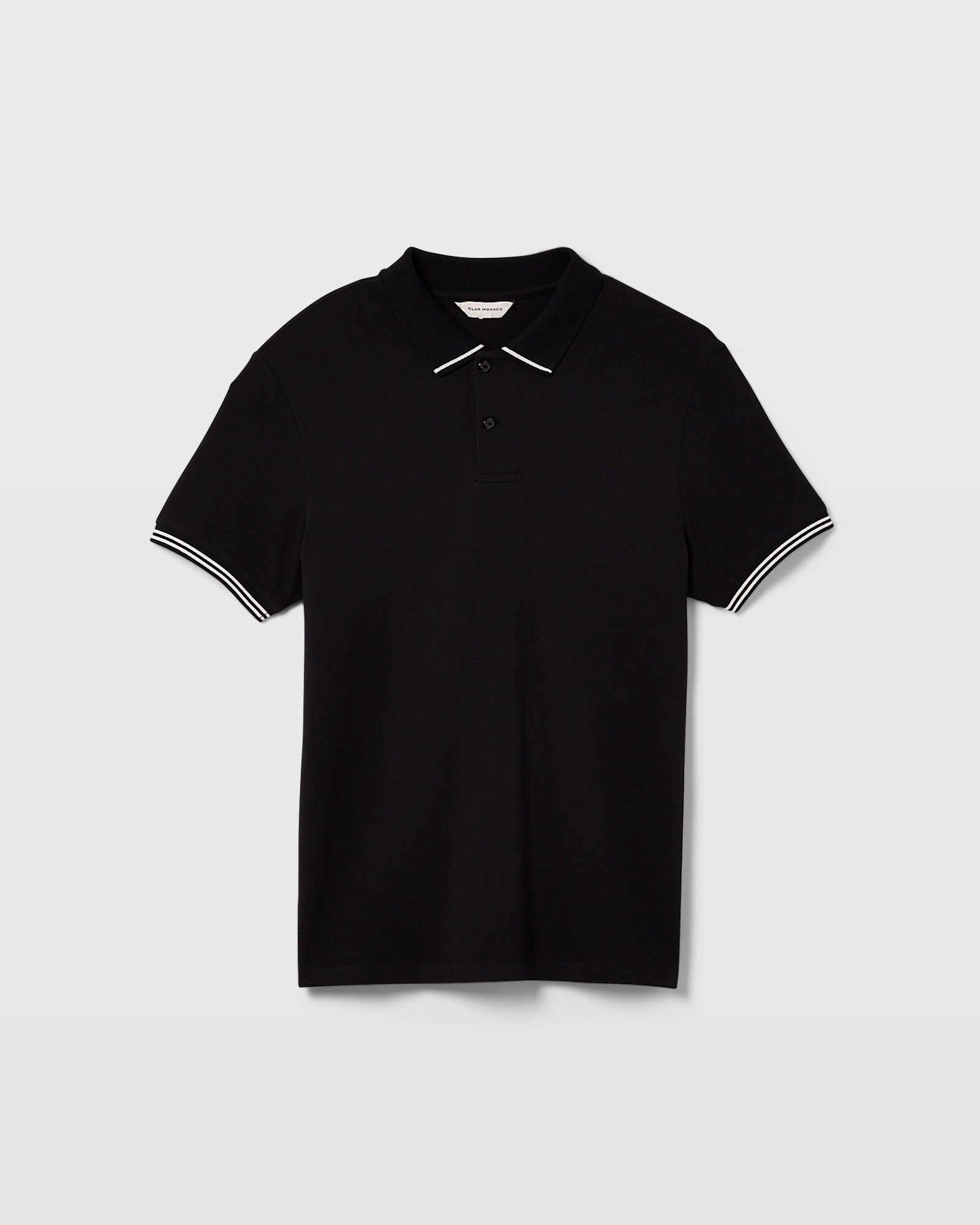 CLUB MONACO - Polo à col à lisières contrastées - Noir