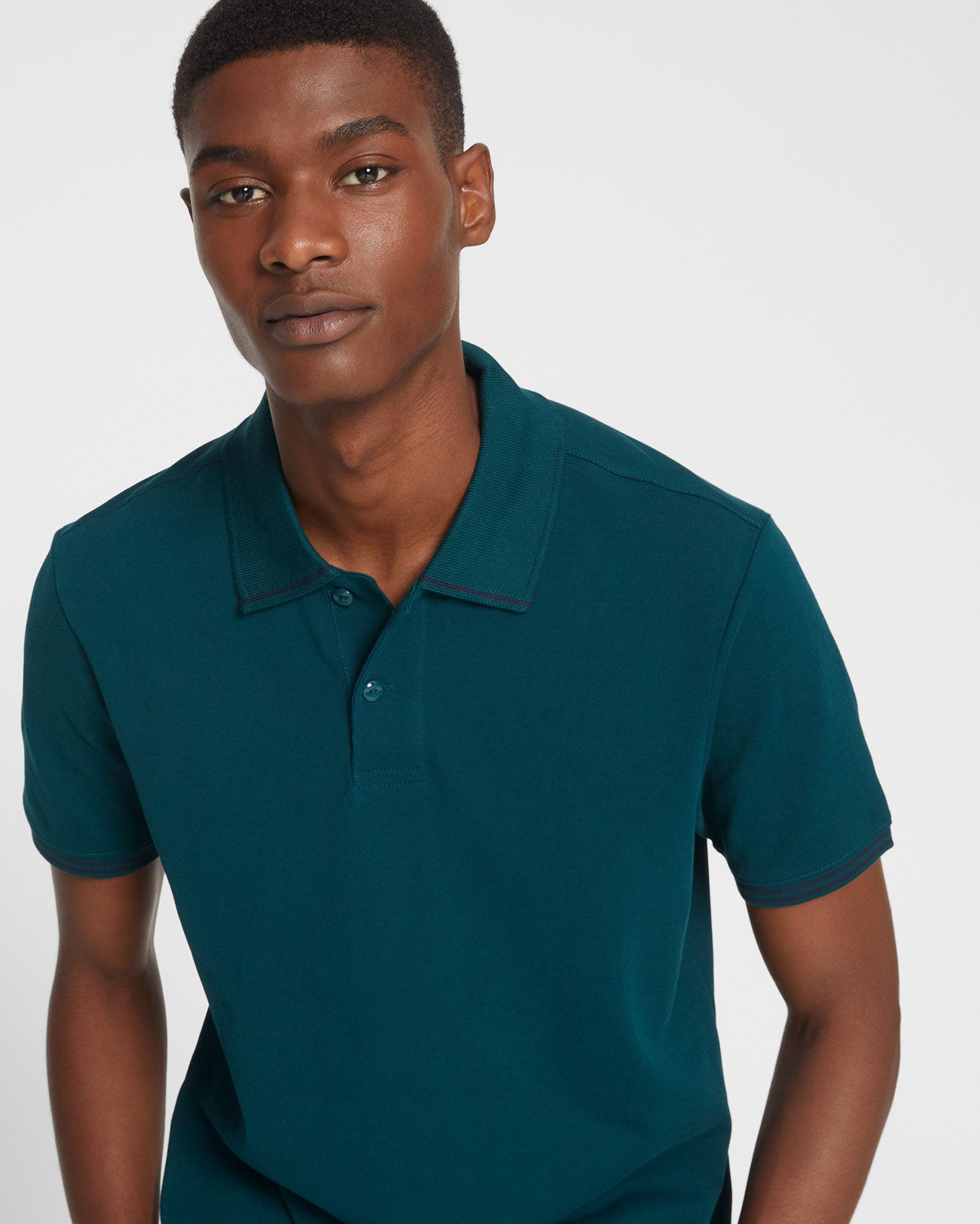 CLUB MONACO - Tipped Collar Polo - Teal