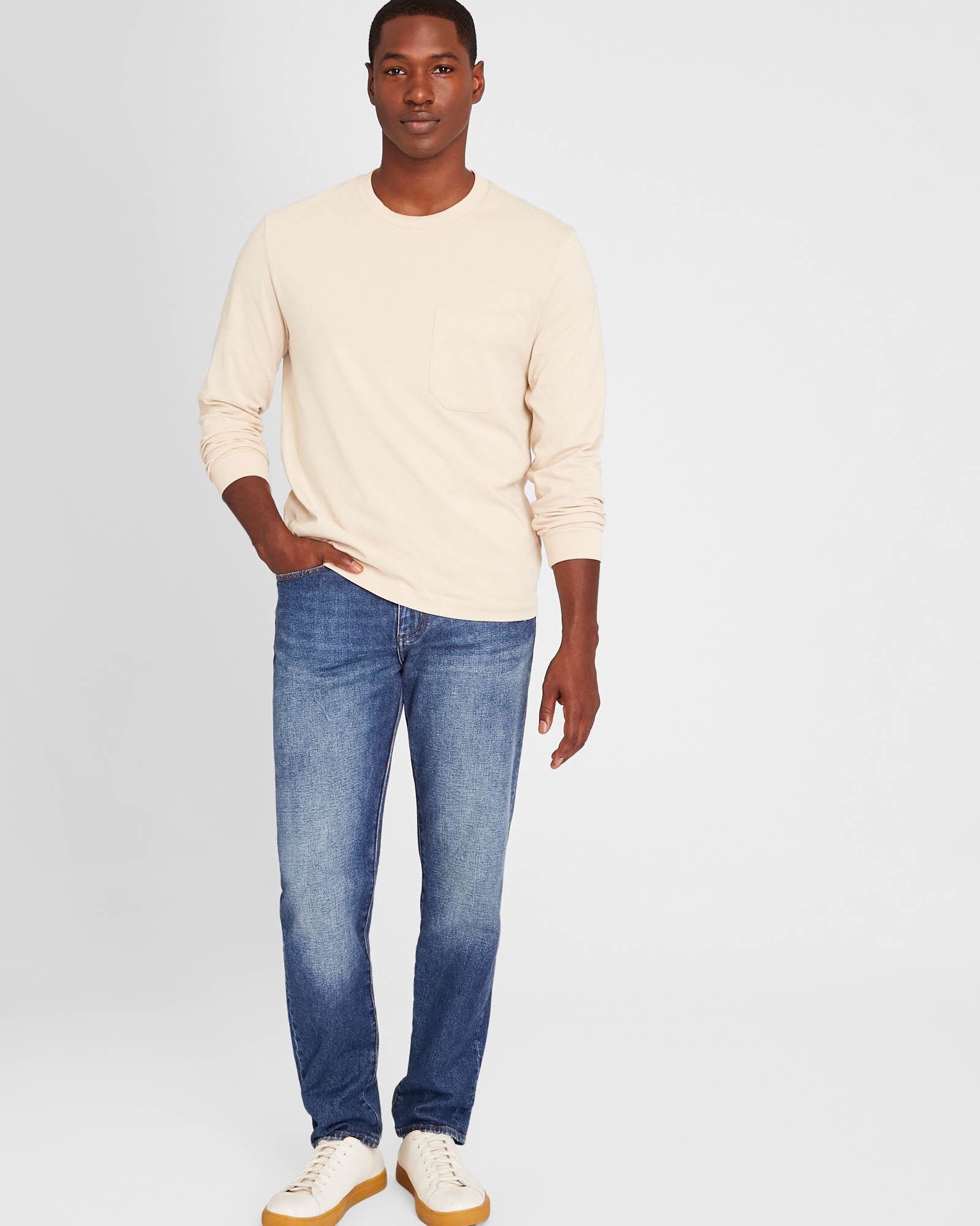 CLUB MONACO - Long-Sleeve Relaxed Tee - Light Blue