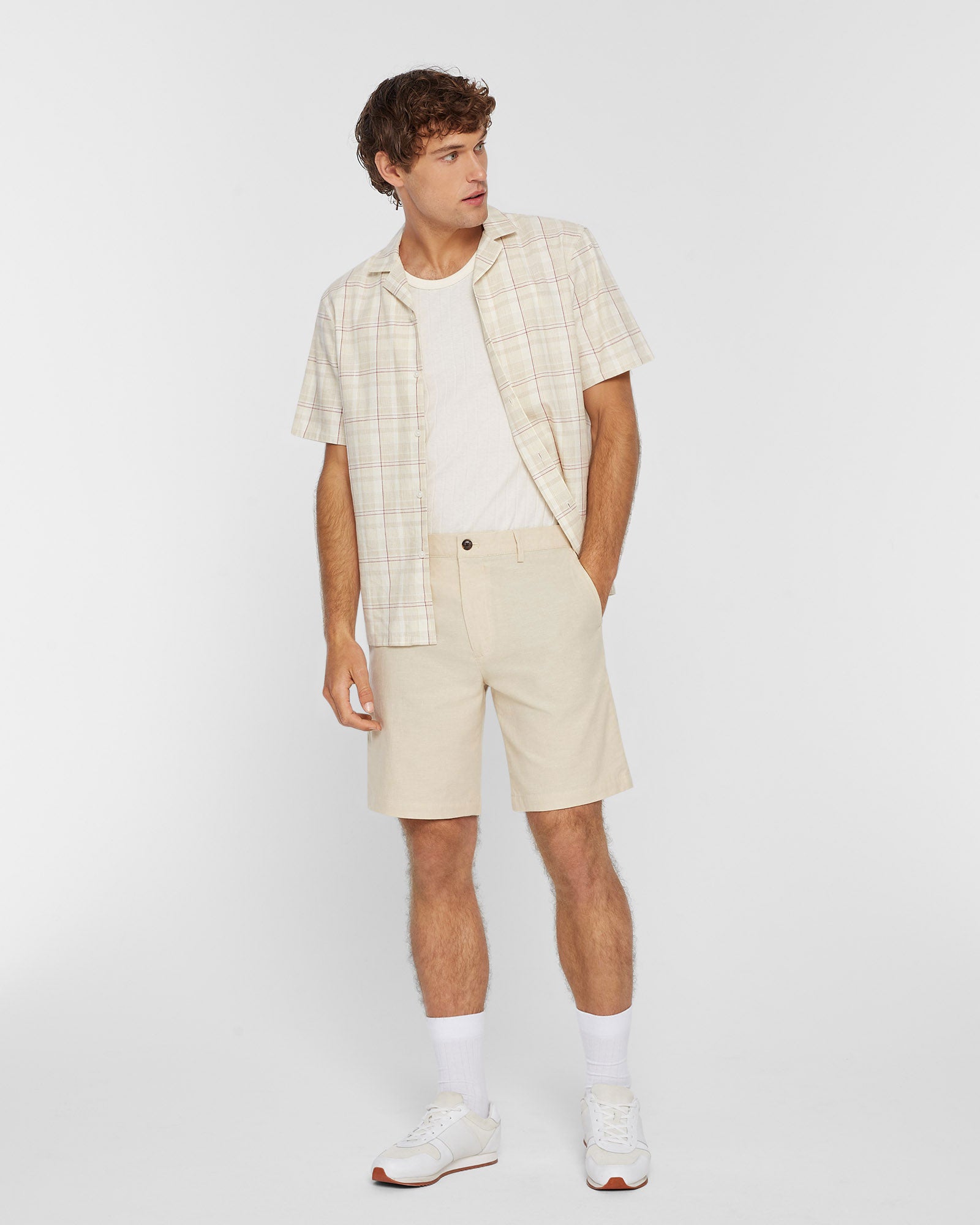 CLUB MONACO - Maddox Chambray 9" Short - Kaki