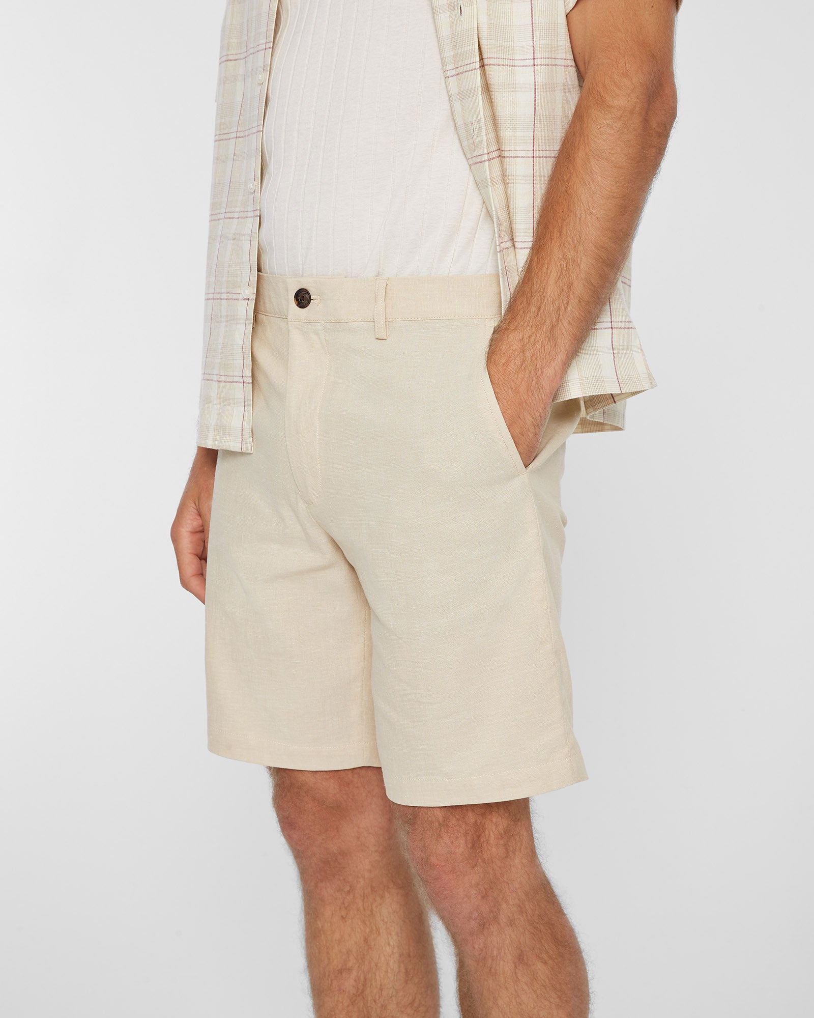 CLUB MONACO - Maddox Chambray 9" Short - Kaki
