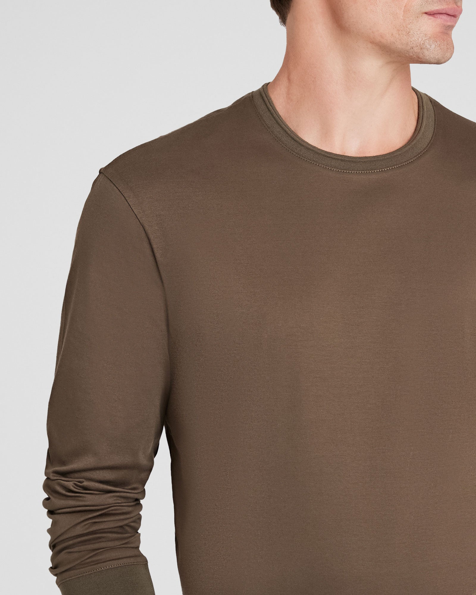 CLUB MONACO - T-shirt soigné manche longue - olive moyenne