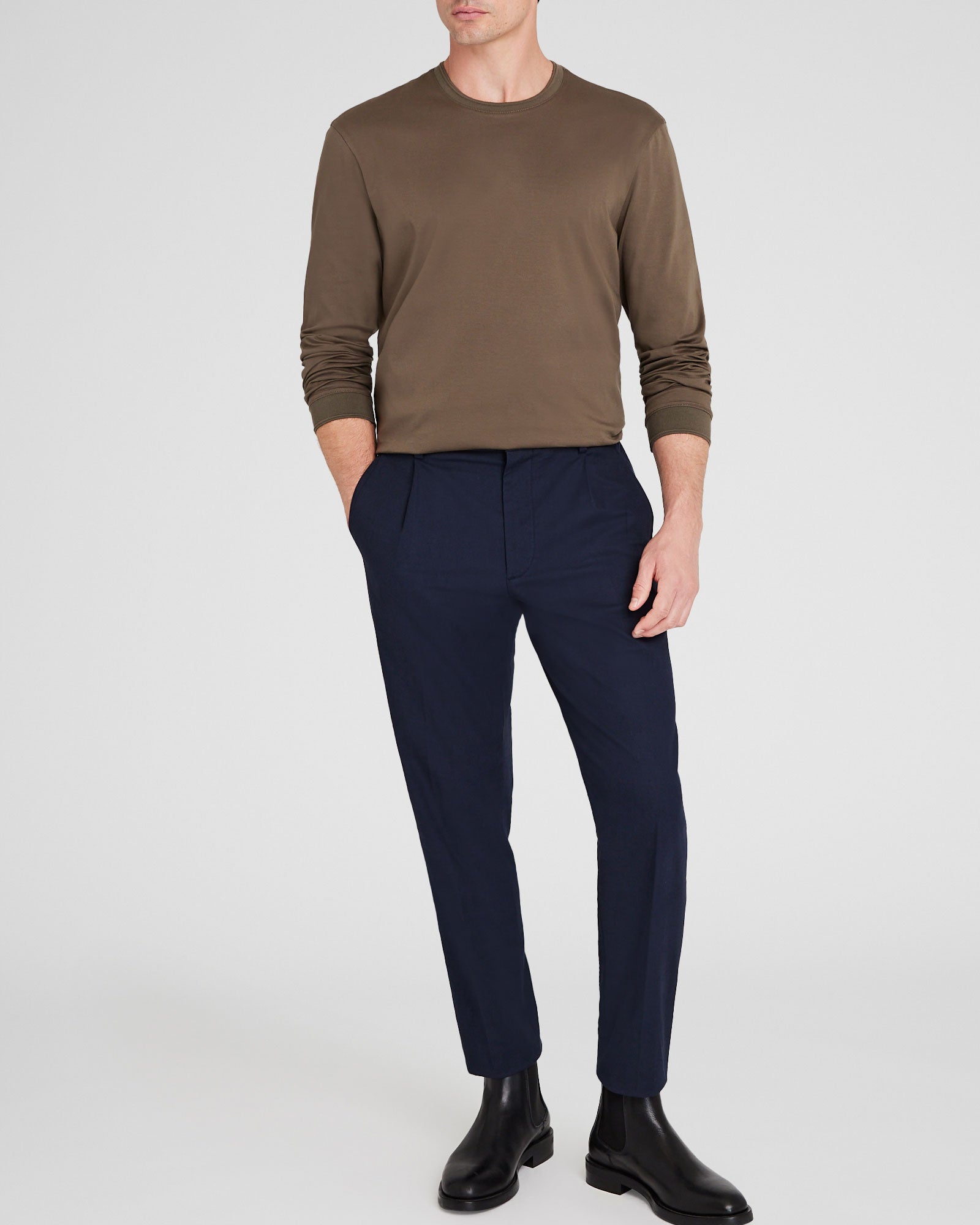 CLUB MONACO - T-shirt soigné manche longue - olive moyenne