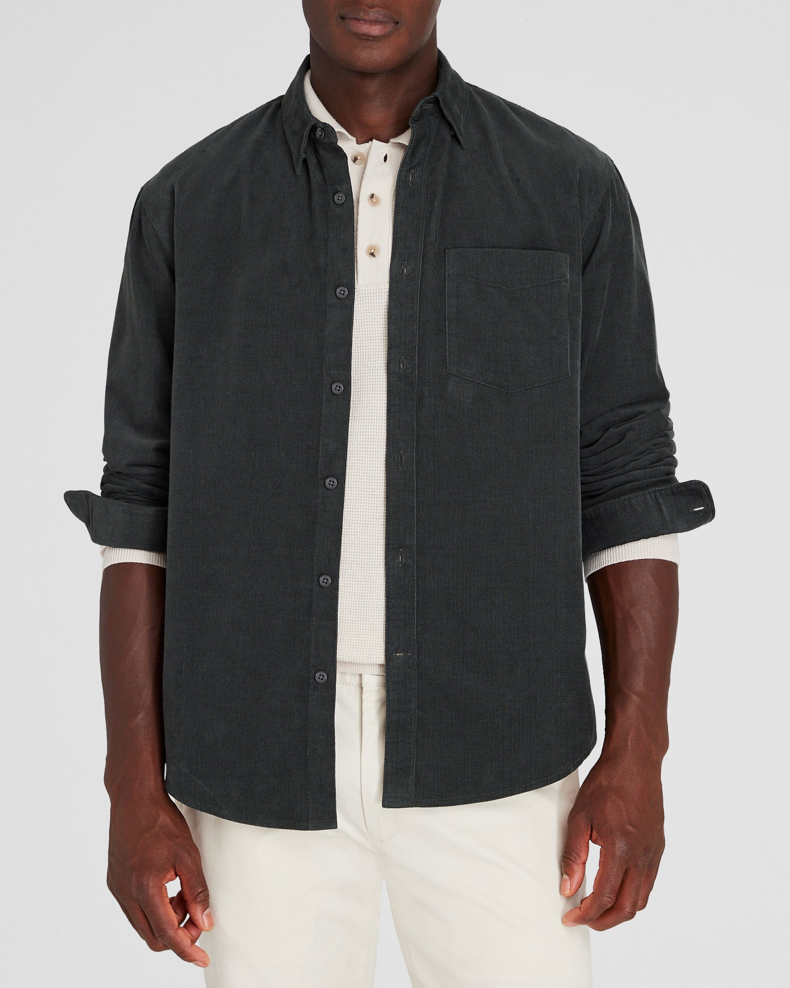 CLUB MONACO - Long-Sleeve Corduroy Shirt - Basil