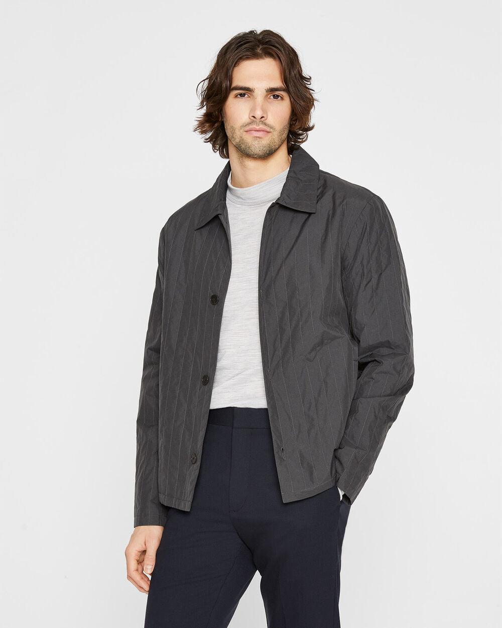 CLUB MONACO - Veste chemise matelassée - Gris Chiné