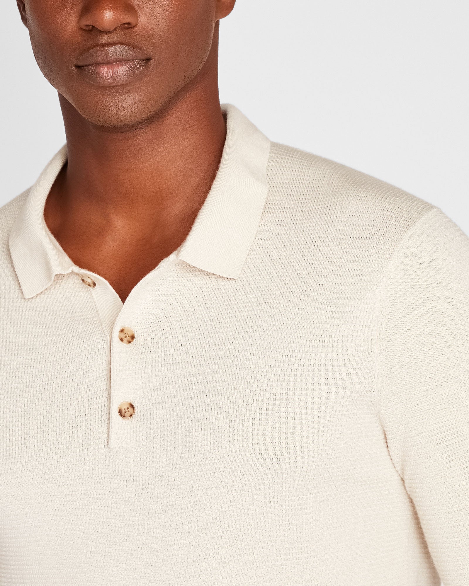 CLUB MONACO - Texture Stretch Wool Polo Sweater - Beige