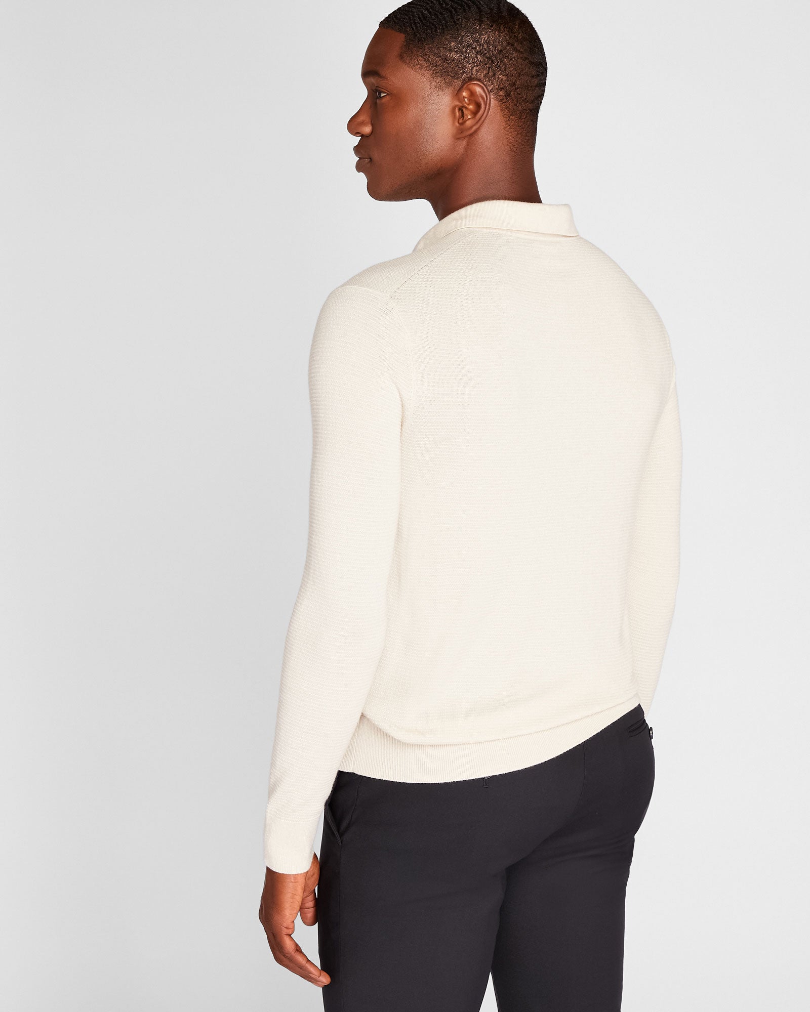 CLUB MONACO - Texture Stretch Wool Polo Sweater - Beige