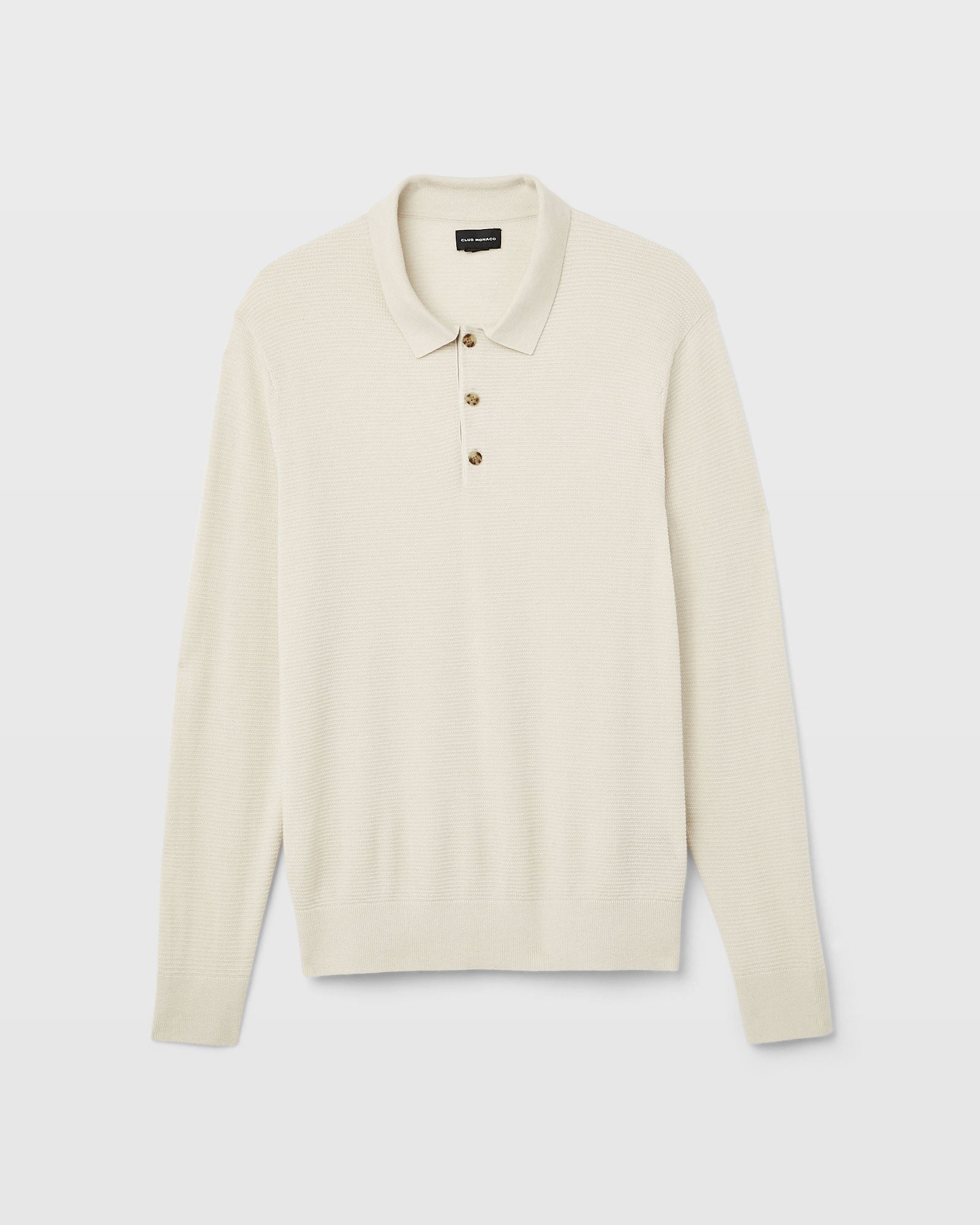 CLUB MONACO - Texture Stretch Wool Polo Sweater - Beige