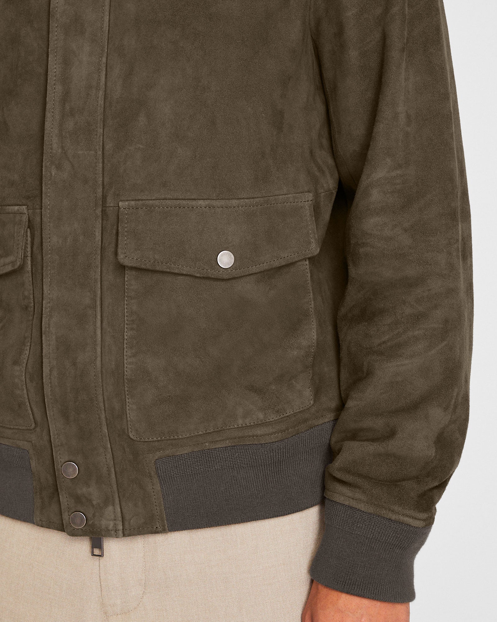 CLUB MONACO - Suede Bomber Jacket - Olive Drab