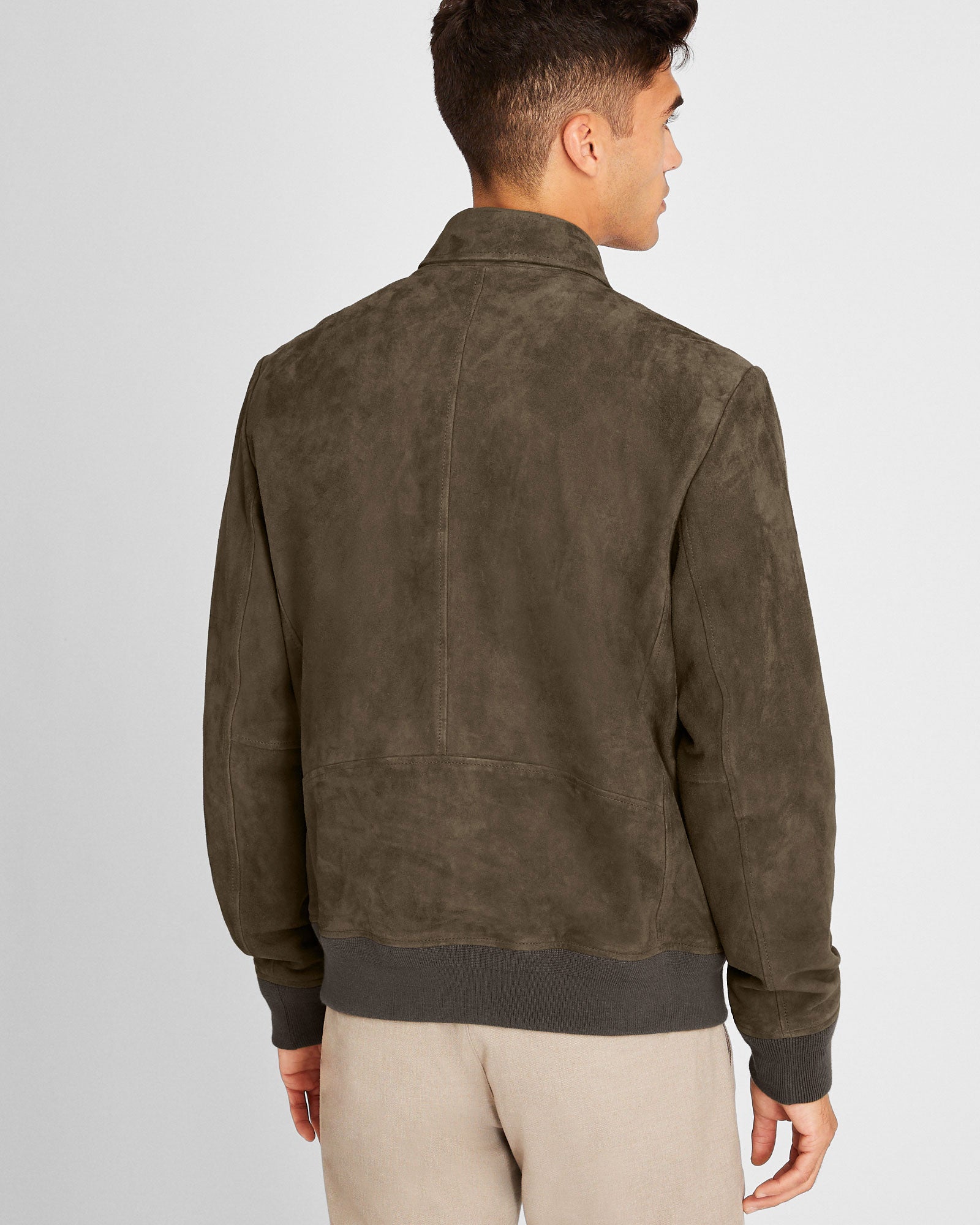 CLUB MONACO - Suede Bomber Jacket - Olive Drab