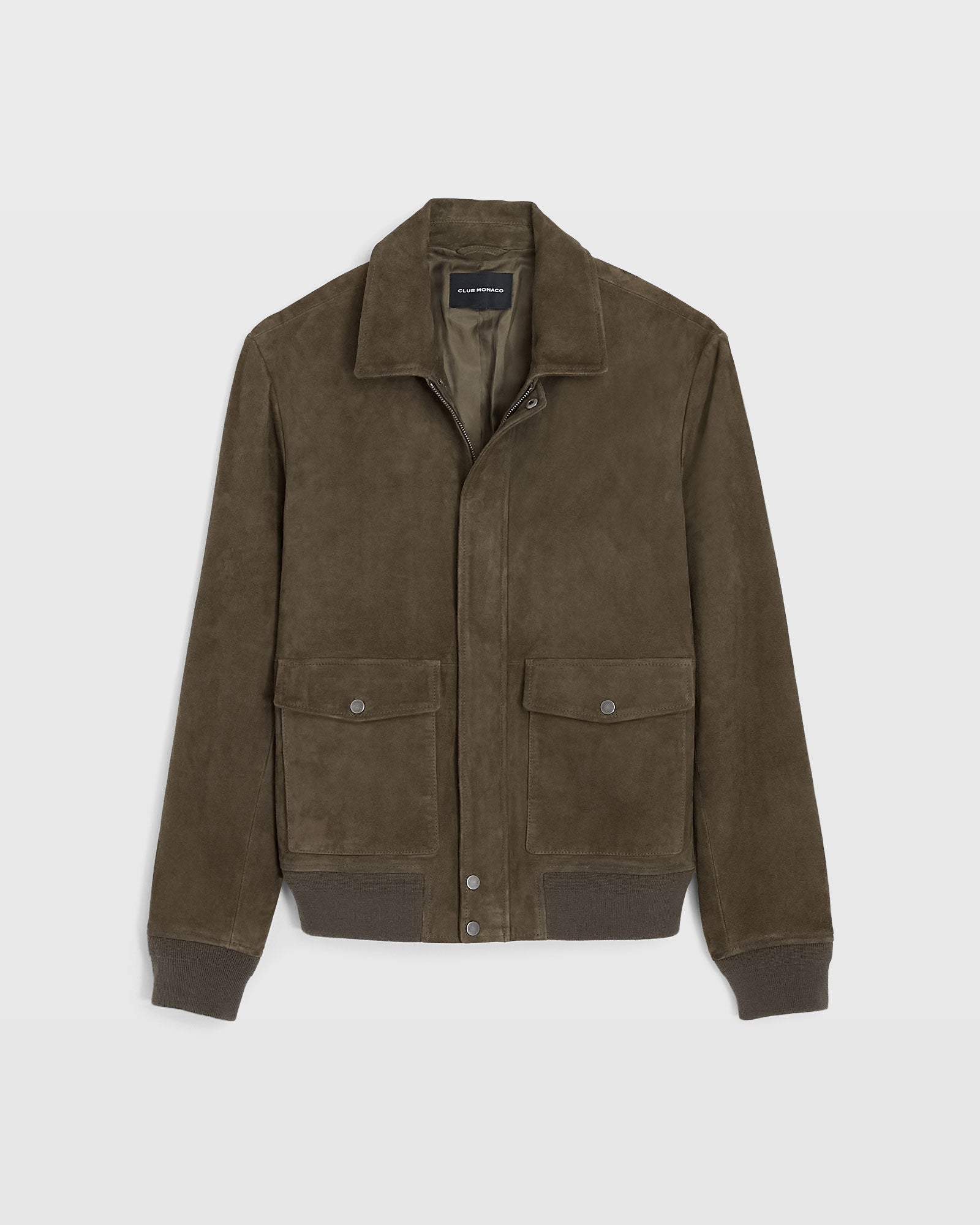 CLUB MONACO - Suede Bomber Jacket - Olive Drab