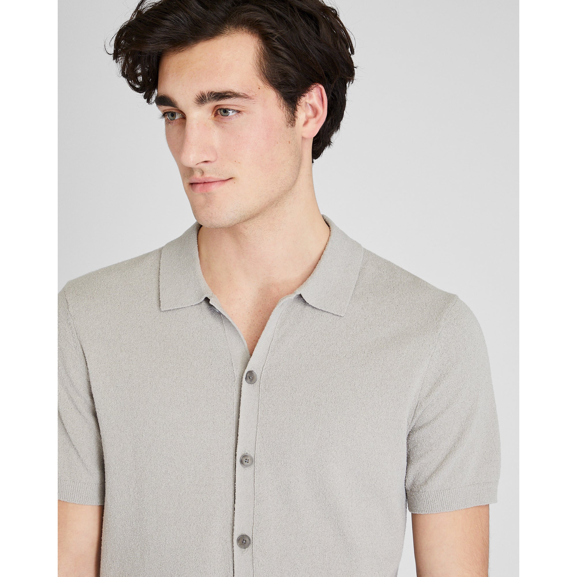 CLUB MONACO - Chemise en micro bouclé - Rose