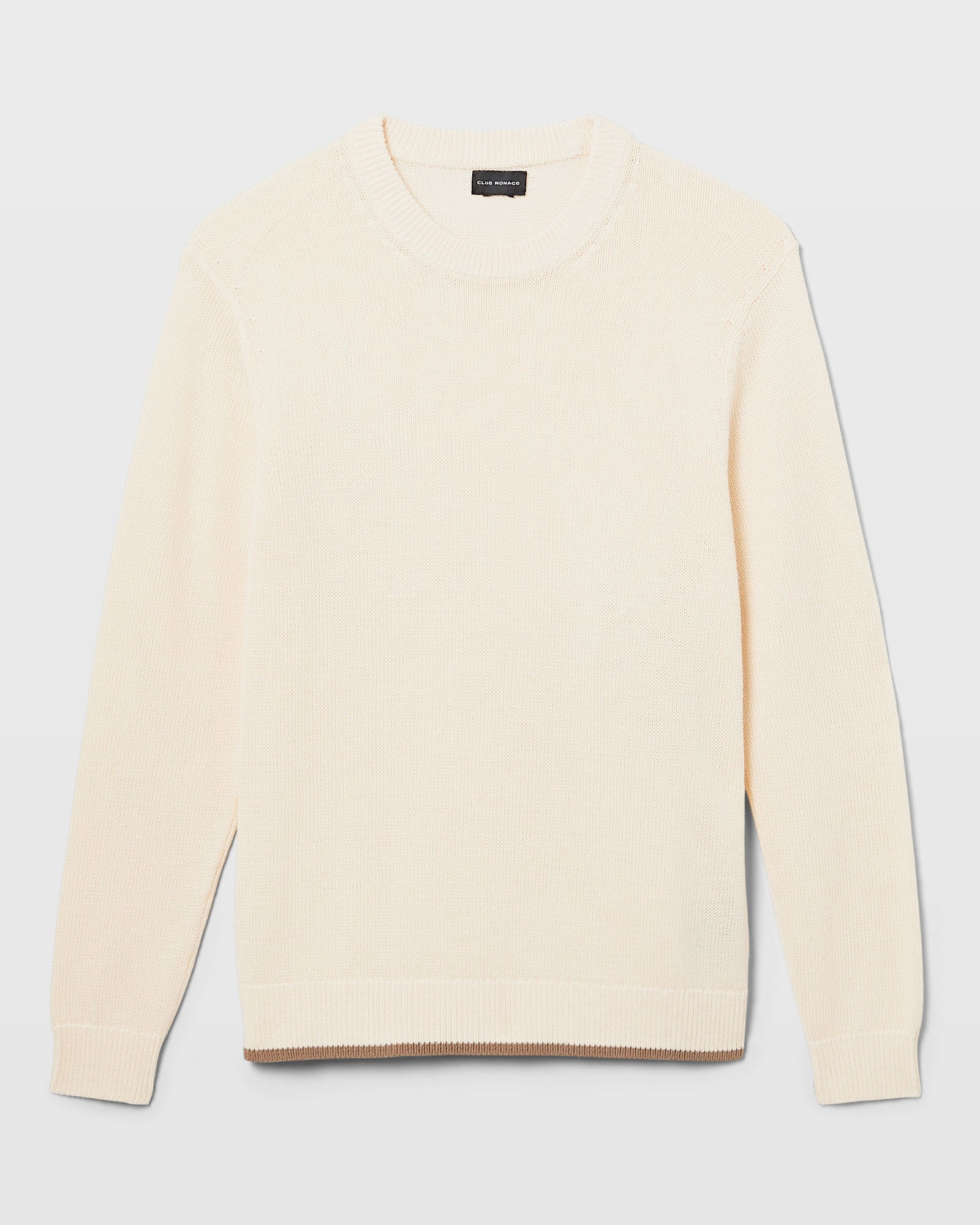 CLUB MONACO - Plaited Linen Crew Sweater - White