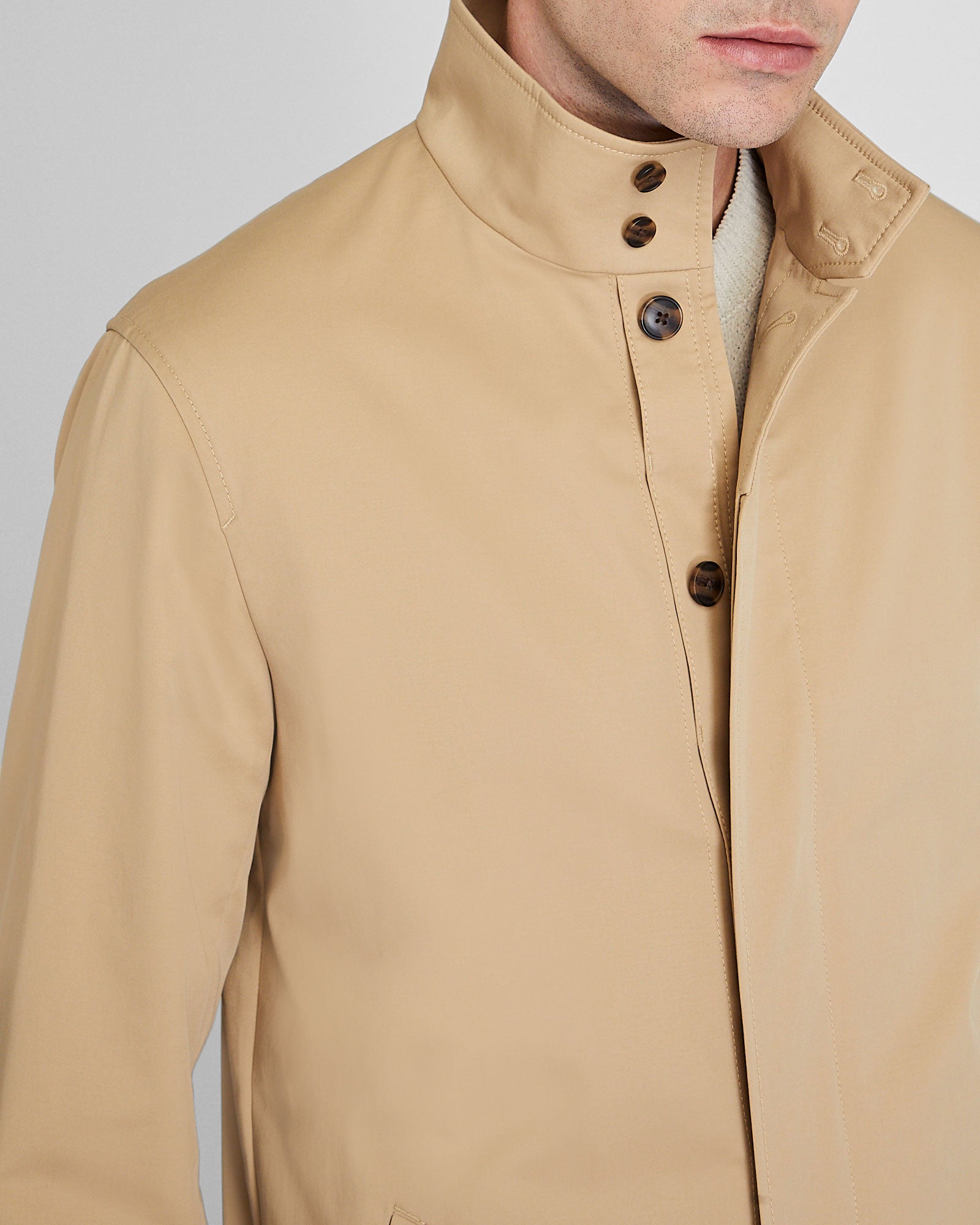 CLUB MONACO - Manteau Mac à col cheminée - Kaki