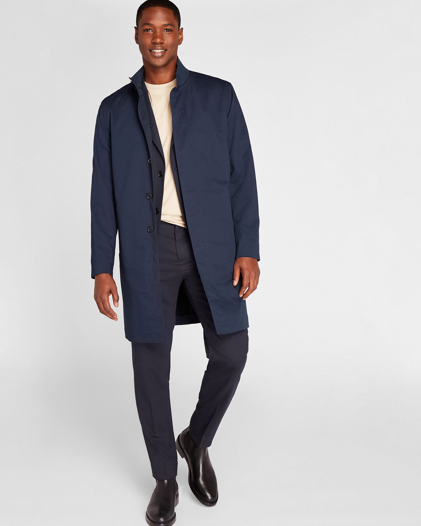 CLUB MONACO - Manteau Mac à col cheminée - Marine