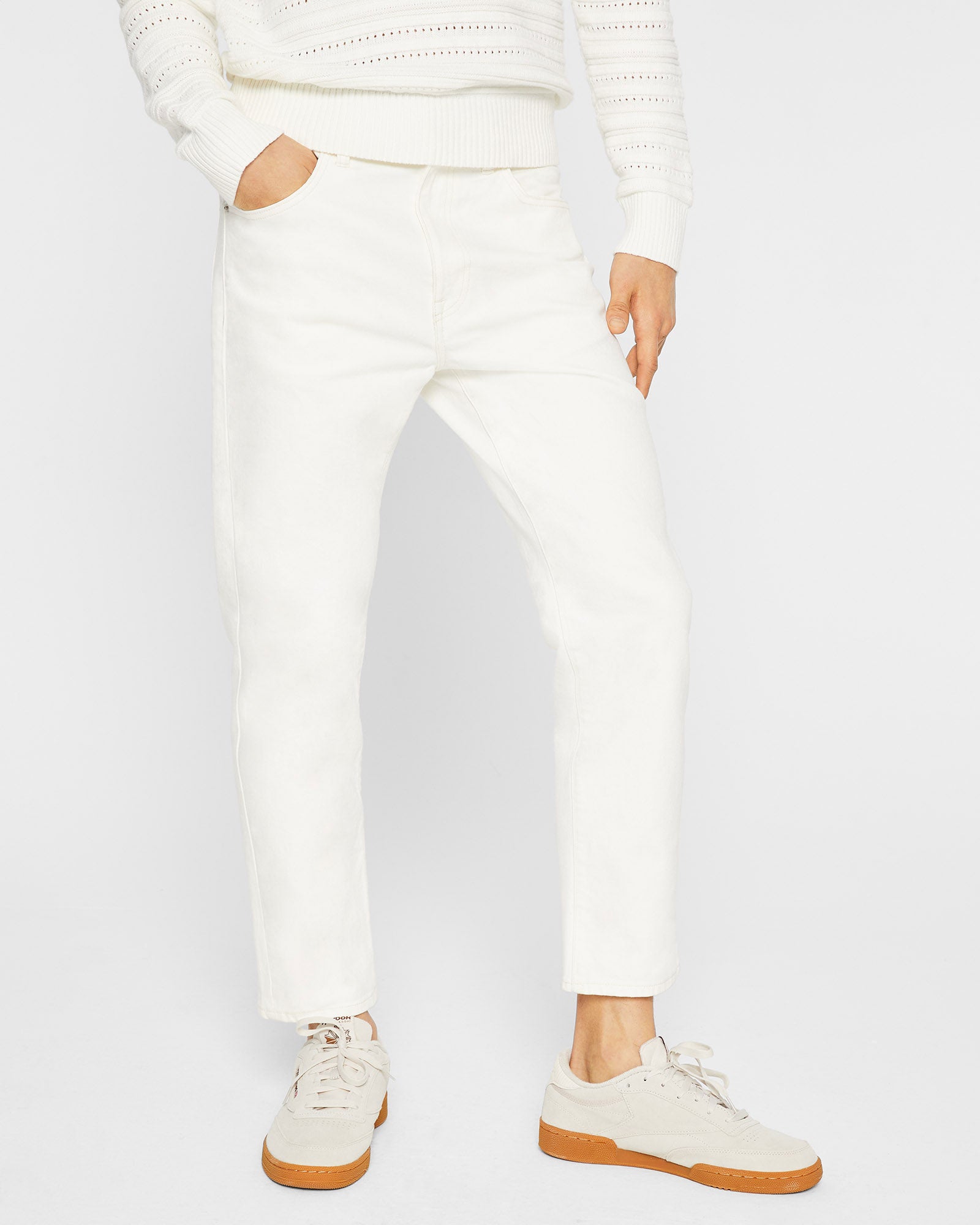 CLUB MONACO - Cropped Straight Jeans - White